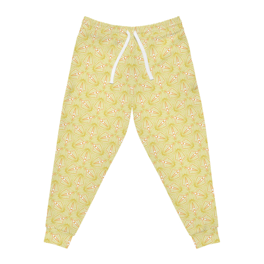 Yellow Floral Athletic Joggers — All-Over Print Lightweight Track Pants #aj5