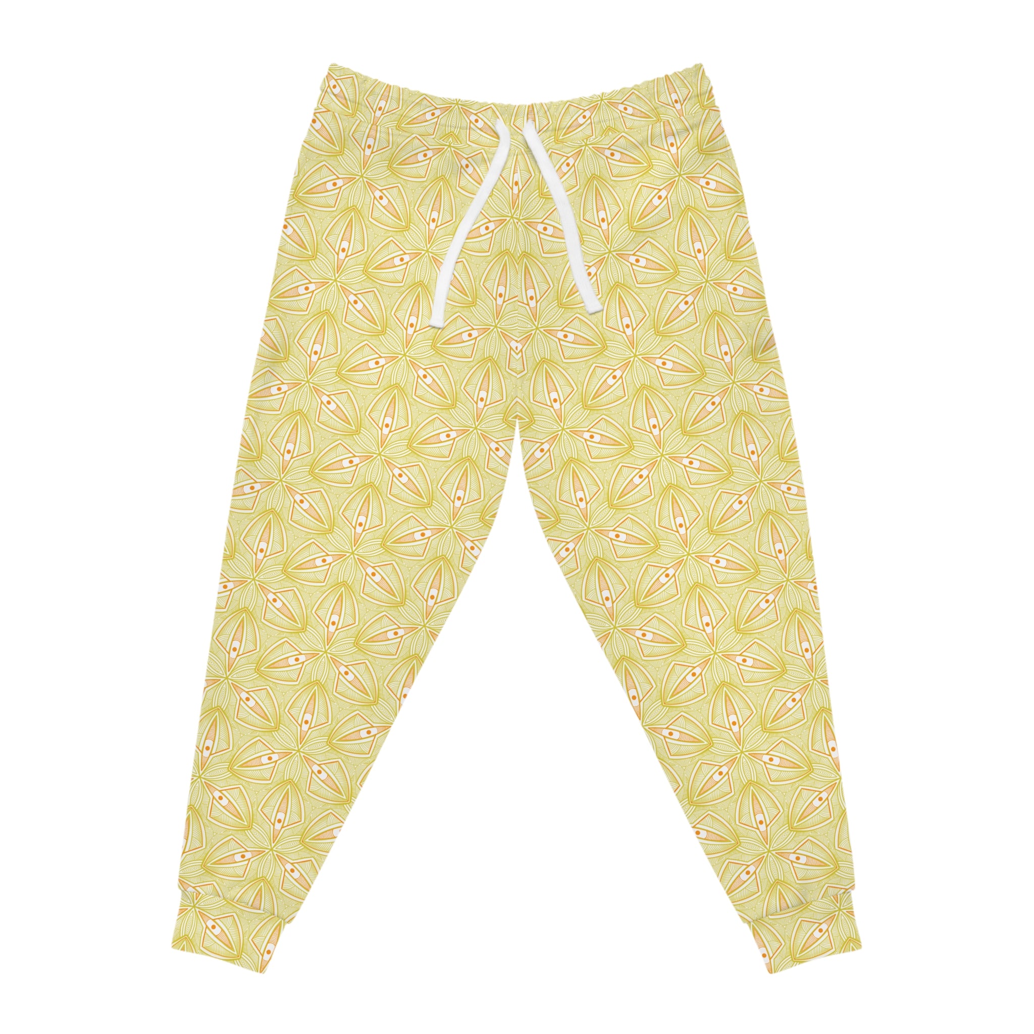 Yellow Floral Athletic Joggers — All-Over Print Lightweight Track Pants #aj5