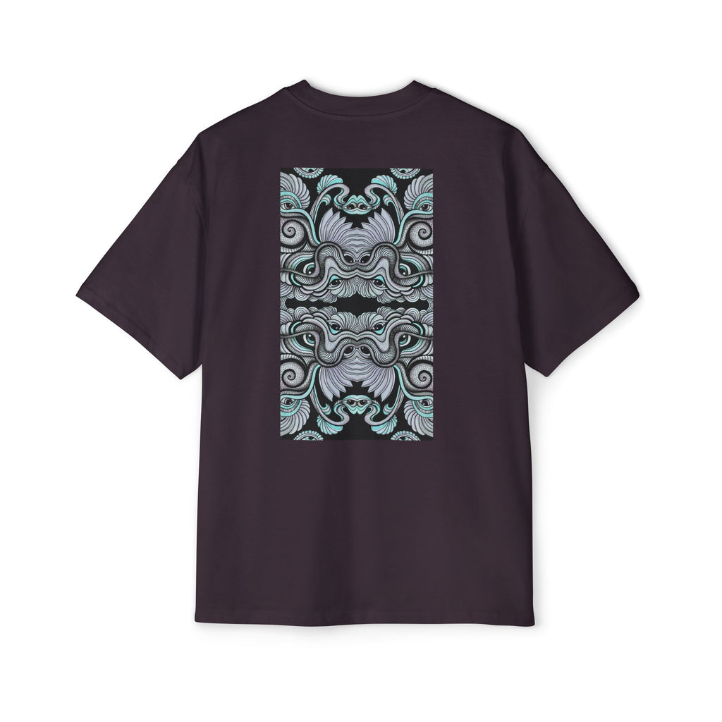 Men's Oversized Tee — Geometric Wave Pattern Diamond & Back Panel Graphic #gwp21