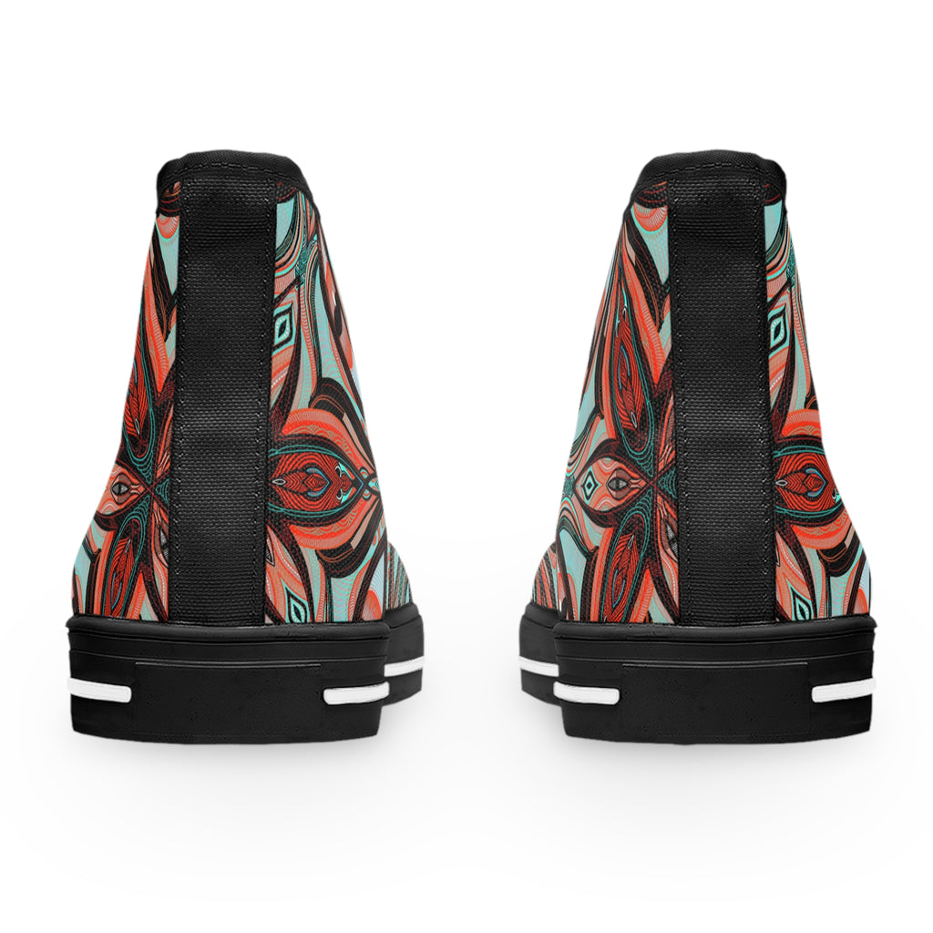 Women's High Top Sneakers — Boho Kaleidoscope Floral Pattern #ht8630