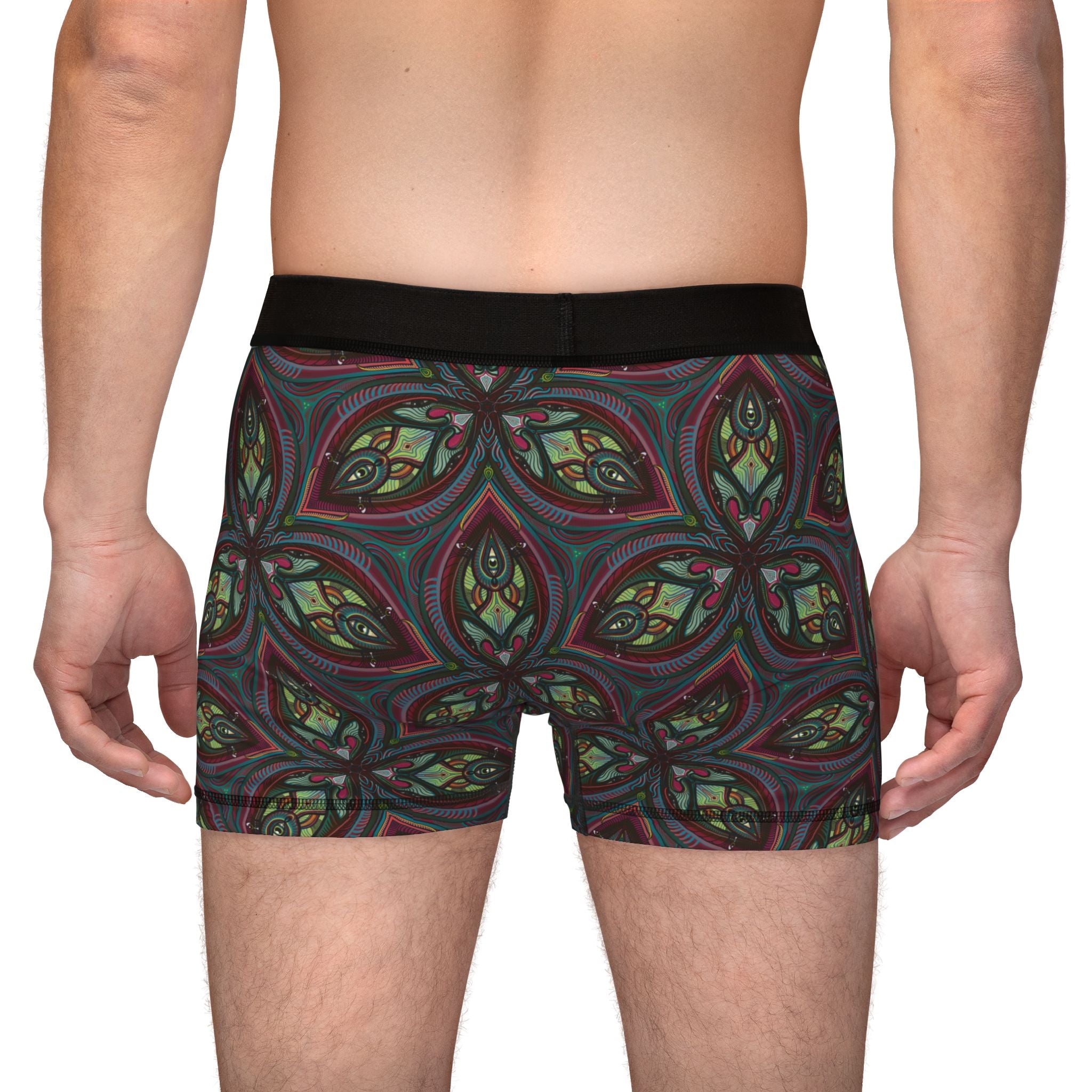 Men's Boxer Briefs — Green Red Kaleidoscope Pattern All-Over Print #mmb215
