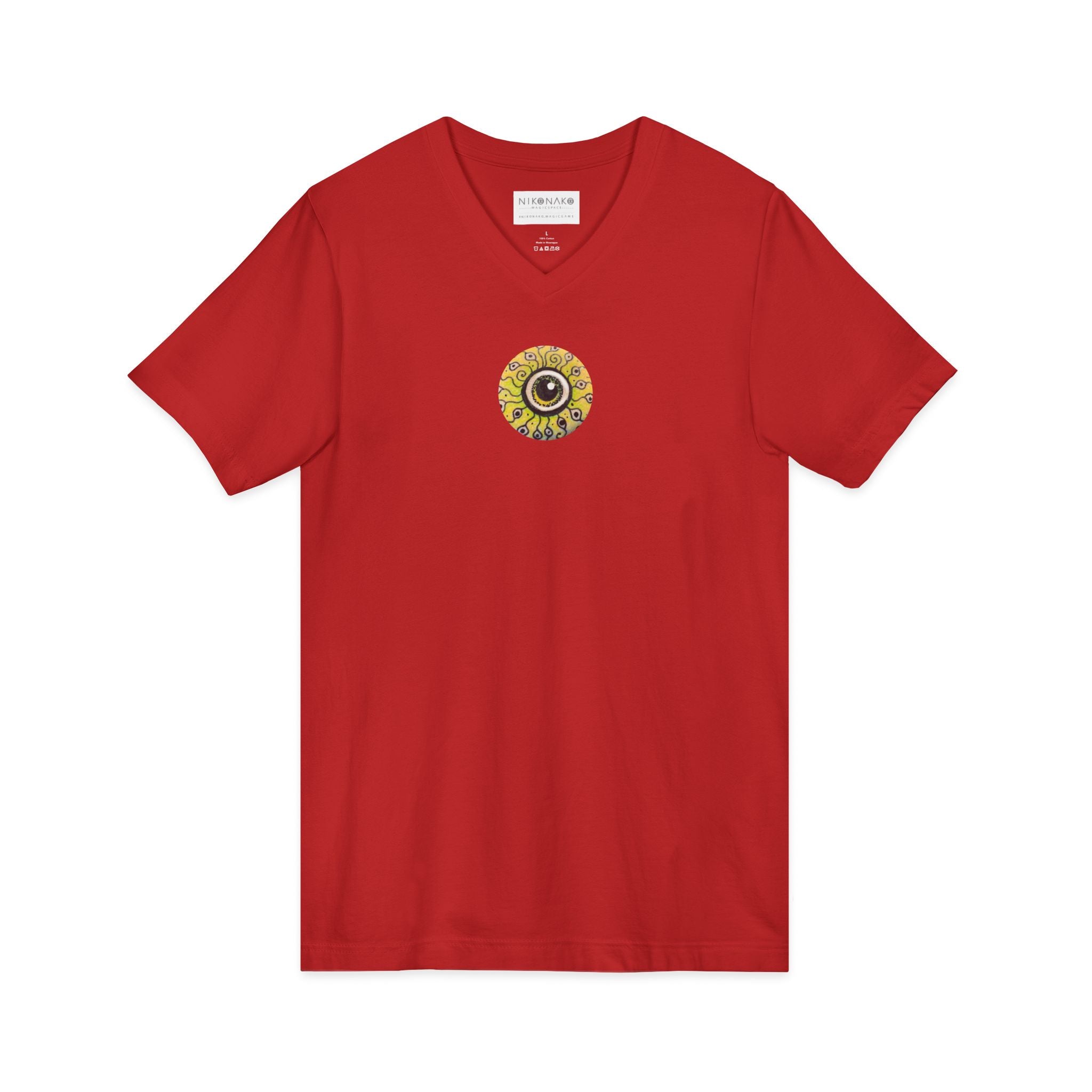 Sunflower Eye Pattern V-Neck Tee #k0833