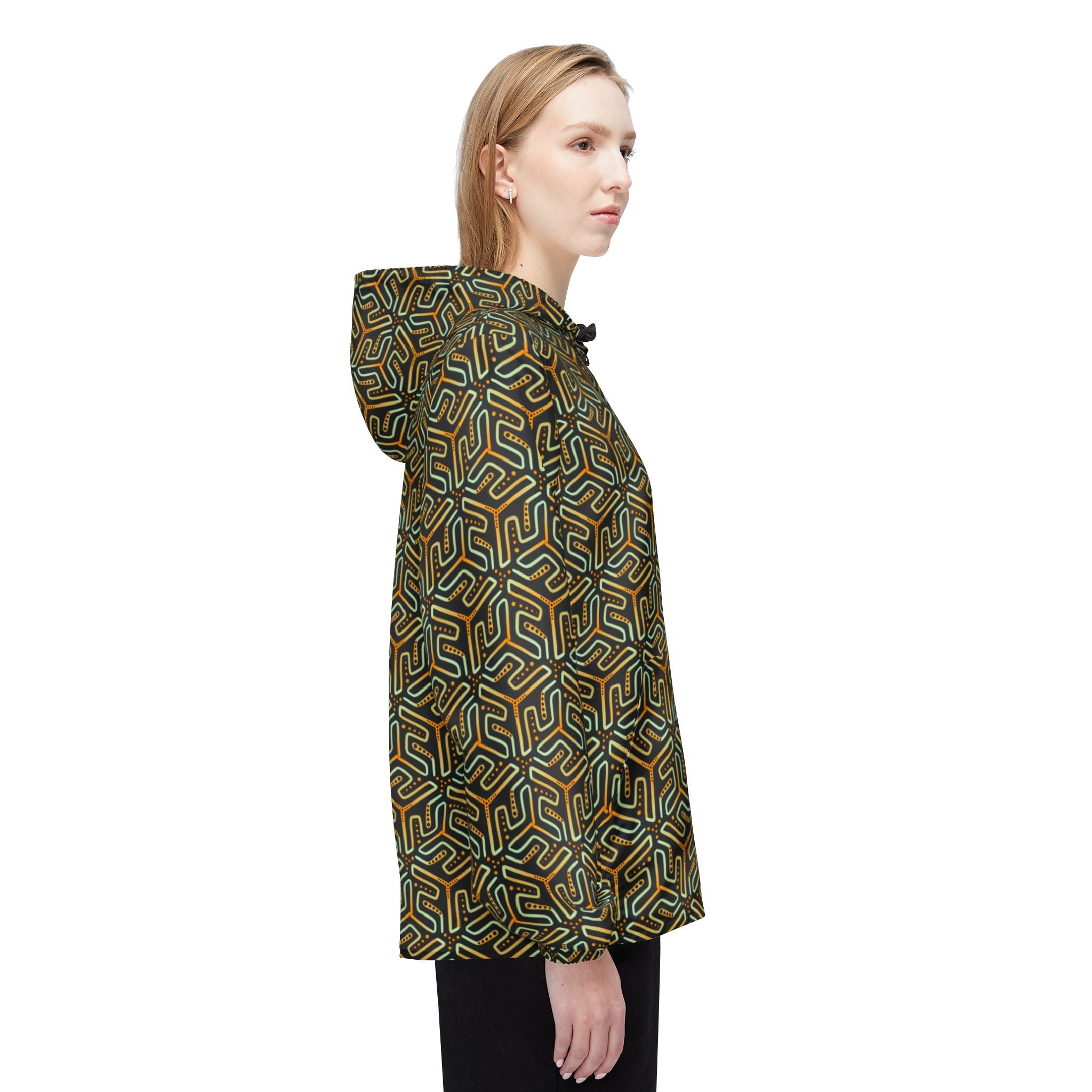 Geometric Maze Print Windbreaker Jacket #wj2