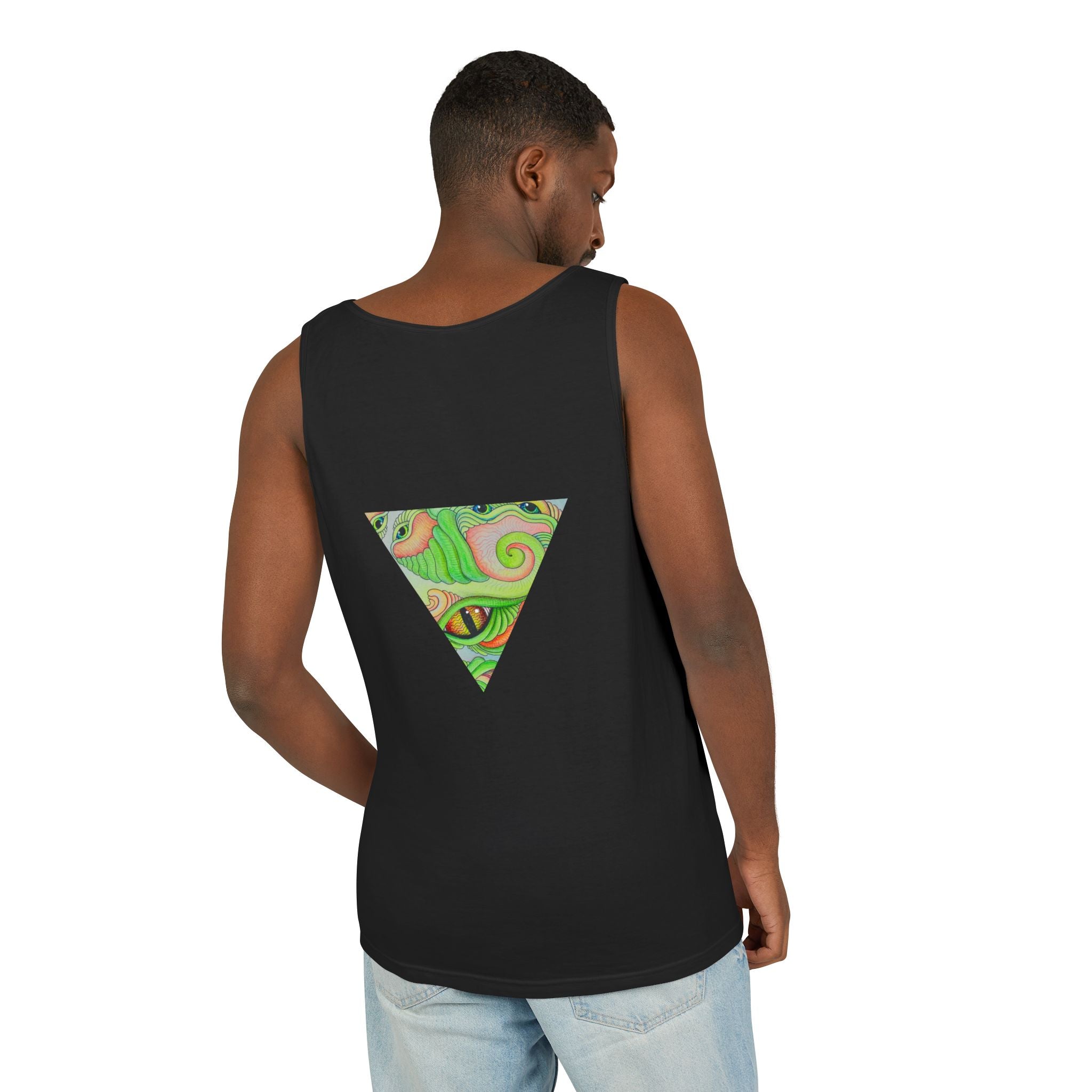 Psychedelic Triangle Tank Top — Green Swirl Eye Graphic #hg772225566