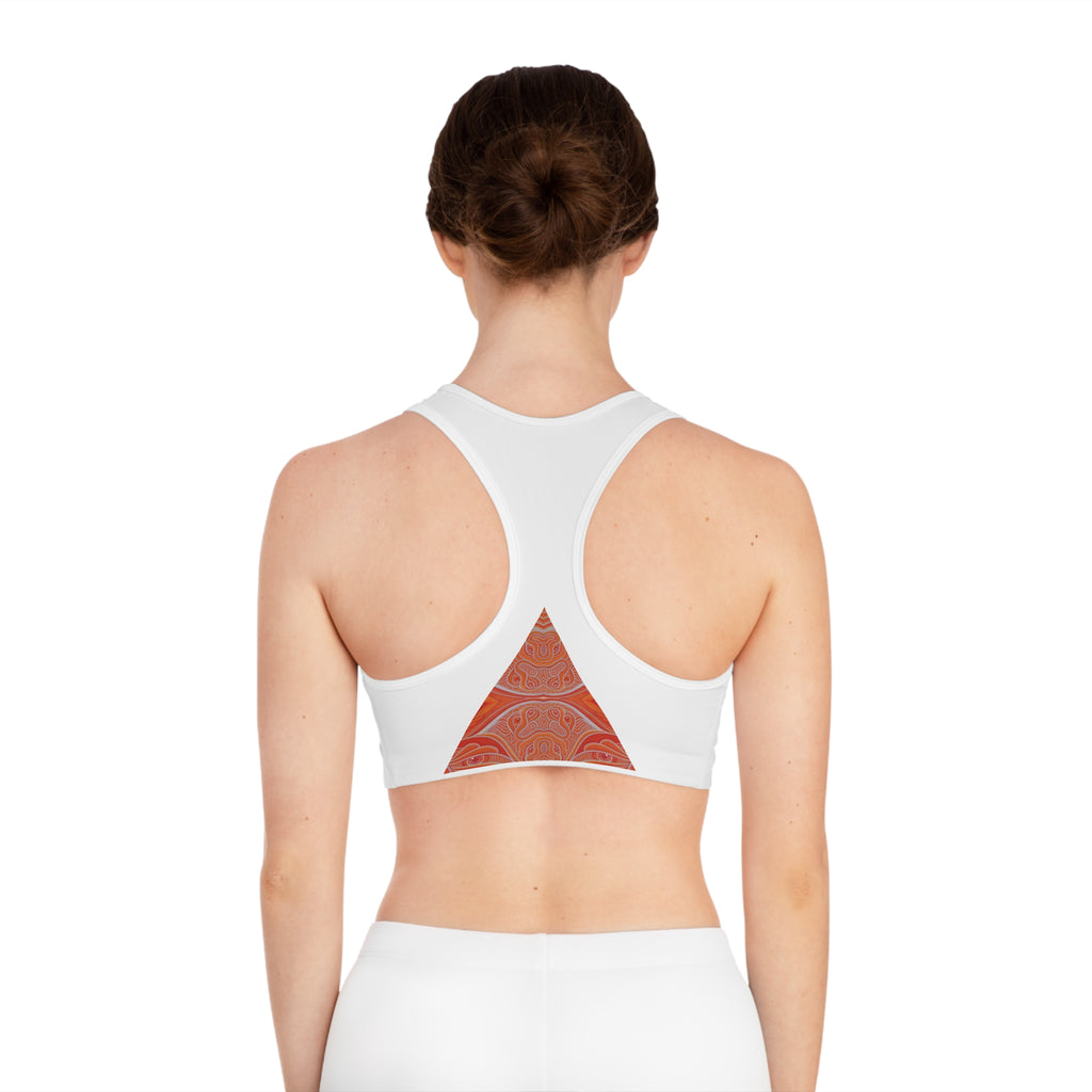 Triangle Mandala Sports Bra — Orange Abstract AOP Activewear #gd8652245
