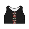 Eye Stack Sports Bra — Black Graphic Racerback Activewear #775368