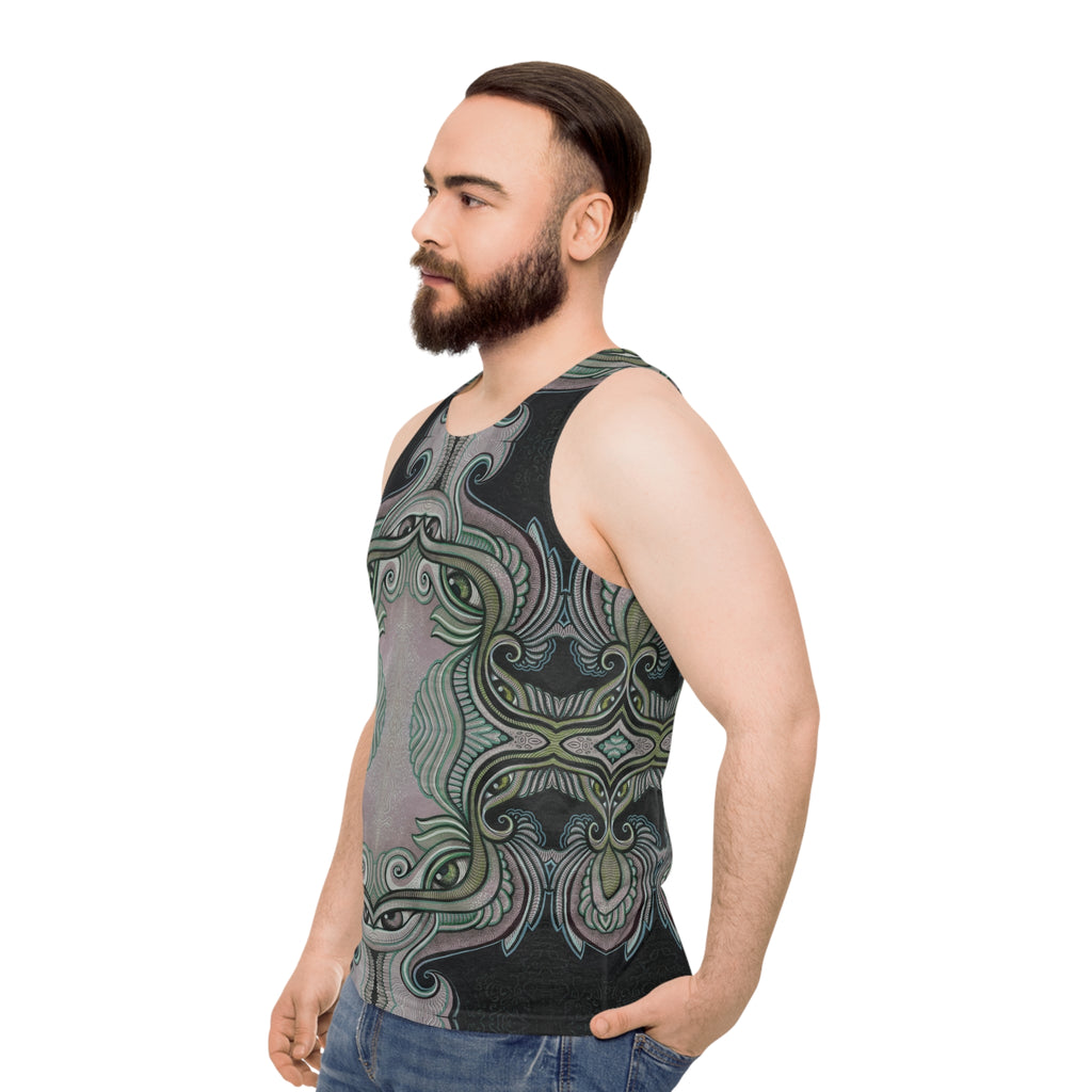 All-Over Print Tank Top — Pastel Tribal Mandala Symmetry #f34789