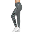 Floral Stripe Women’s Leggings — Grey Side-Panel Botanical Print #g976468