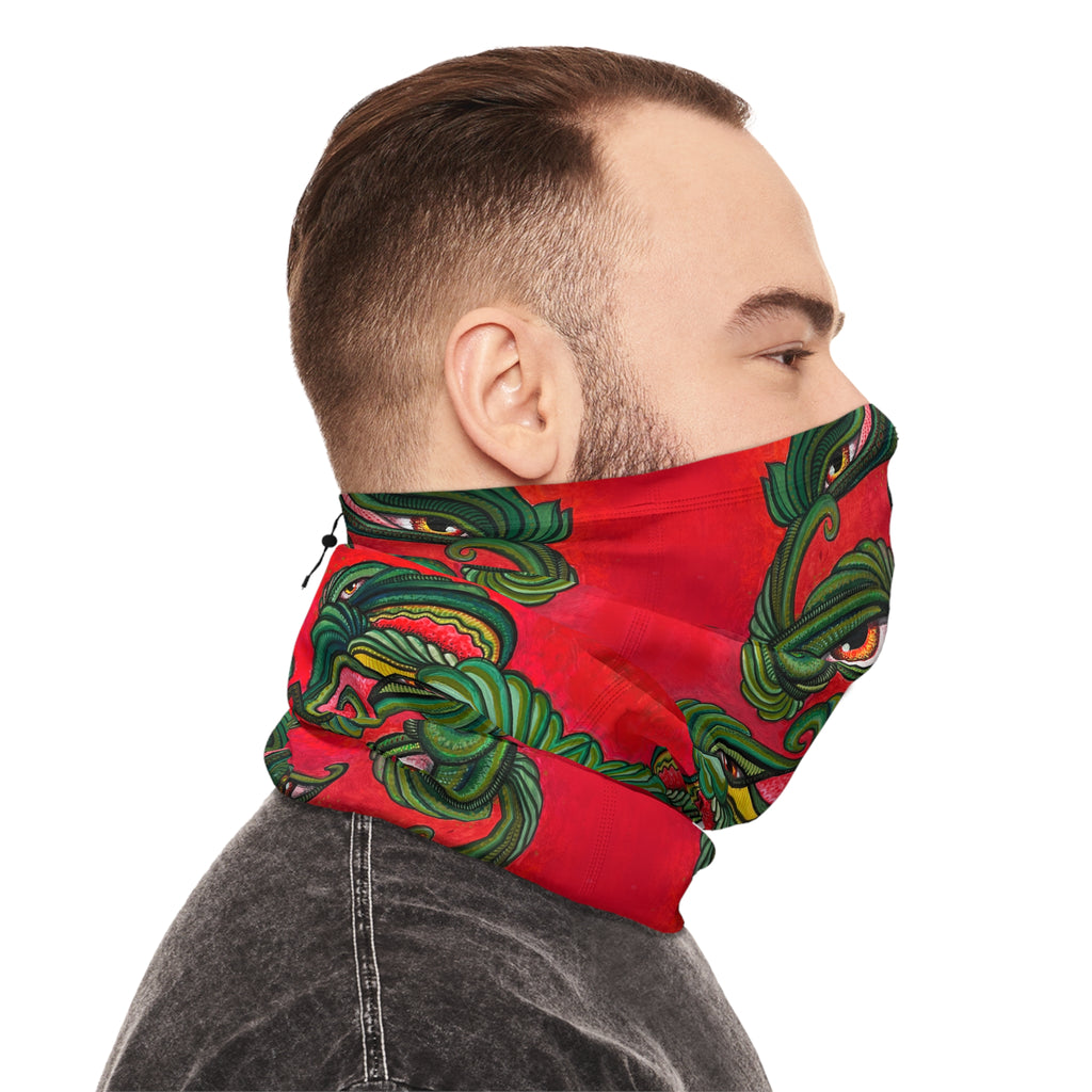 Winter Neck Gaiter — Festive Red Green Kaleidoscope Face Mask #as249761