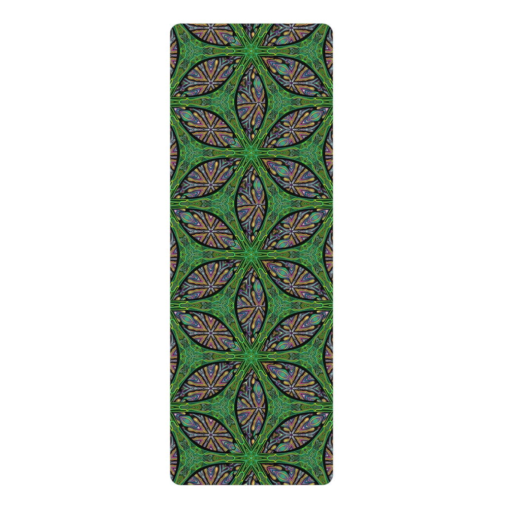 Green Kaleidoscope Rubber Yoga Mat — Non‑Slip Mandala Pattern for Studio & Home #ryj211665