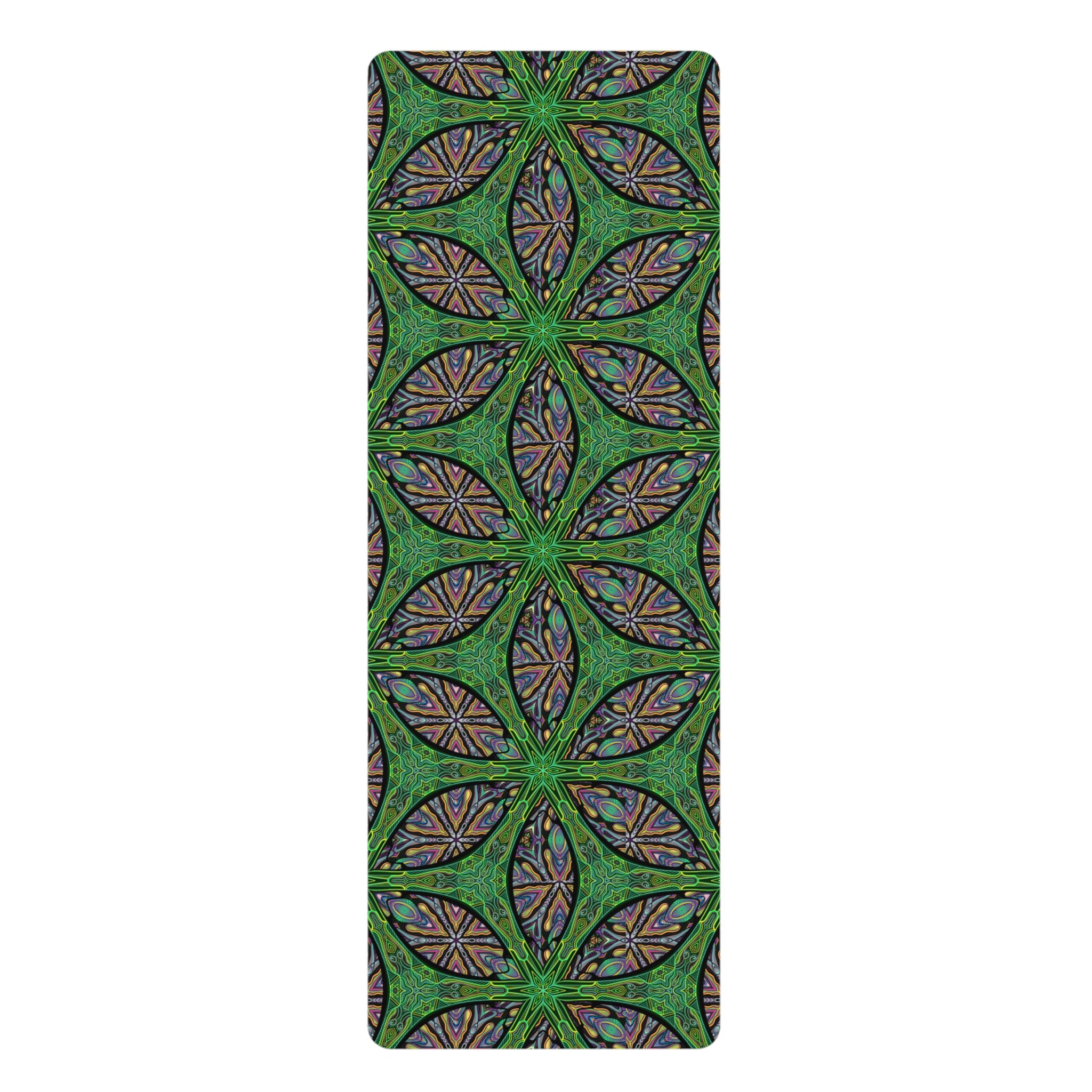 Green Kaleidoscope Rubber Yoga Mat — Non‑Slip Mandala Pattern for Studio & Home #ryj211665