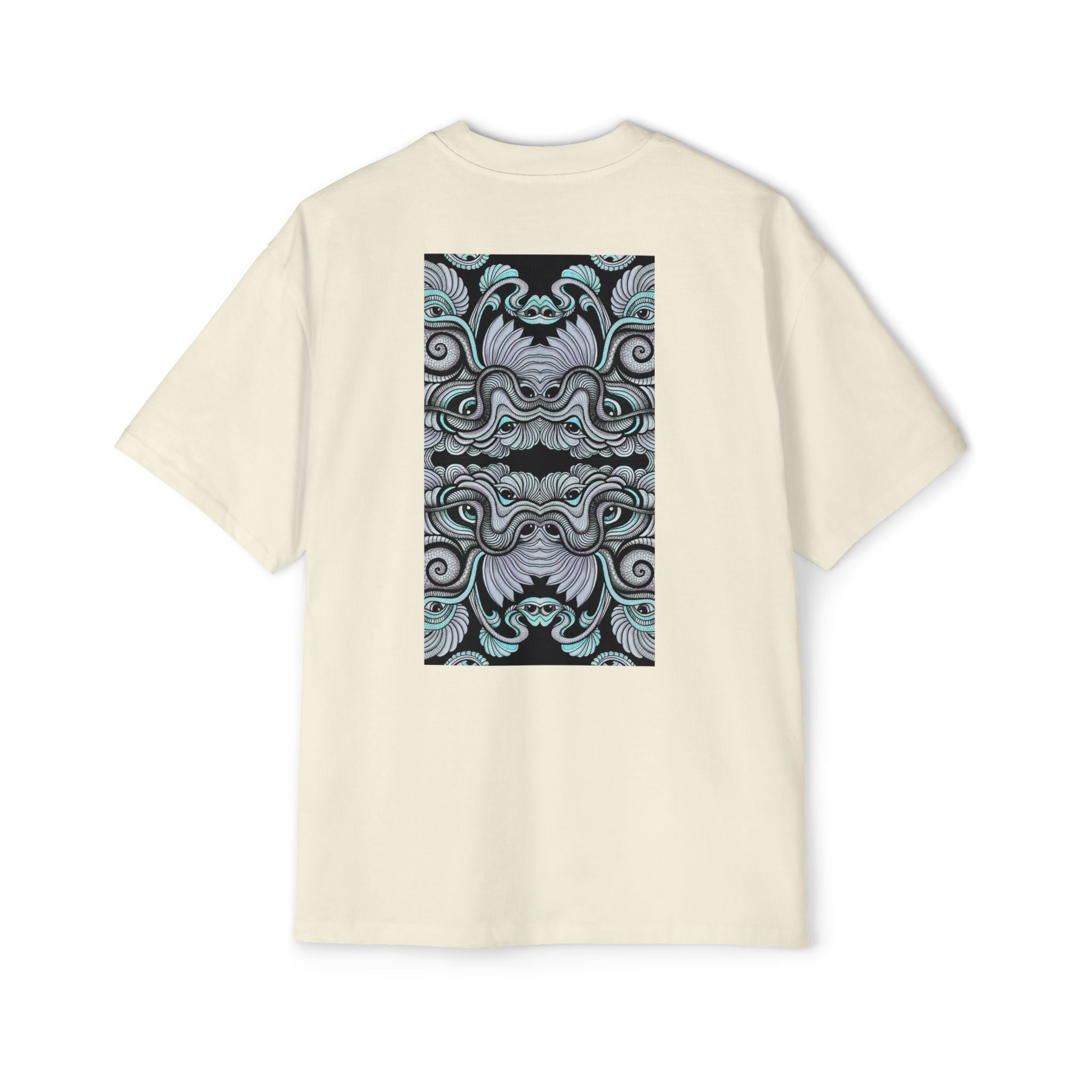 Men's Oversized Tee — Geometric Wave Pattern Diamond & Back Panel Graphic #gwp21