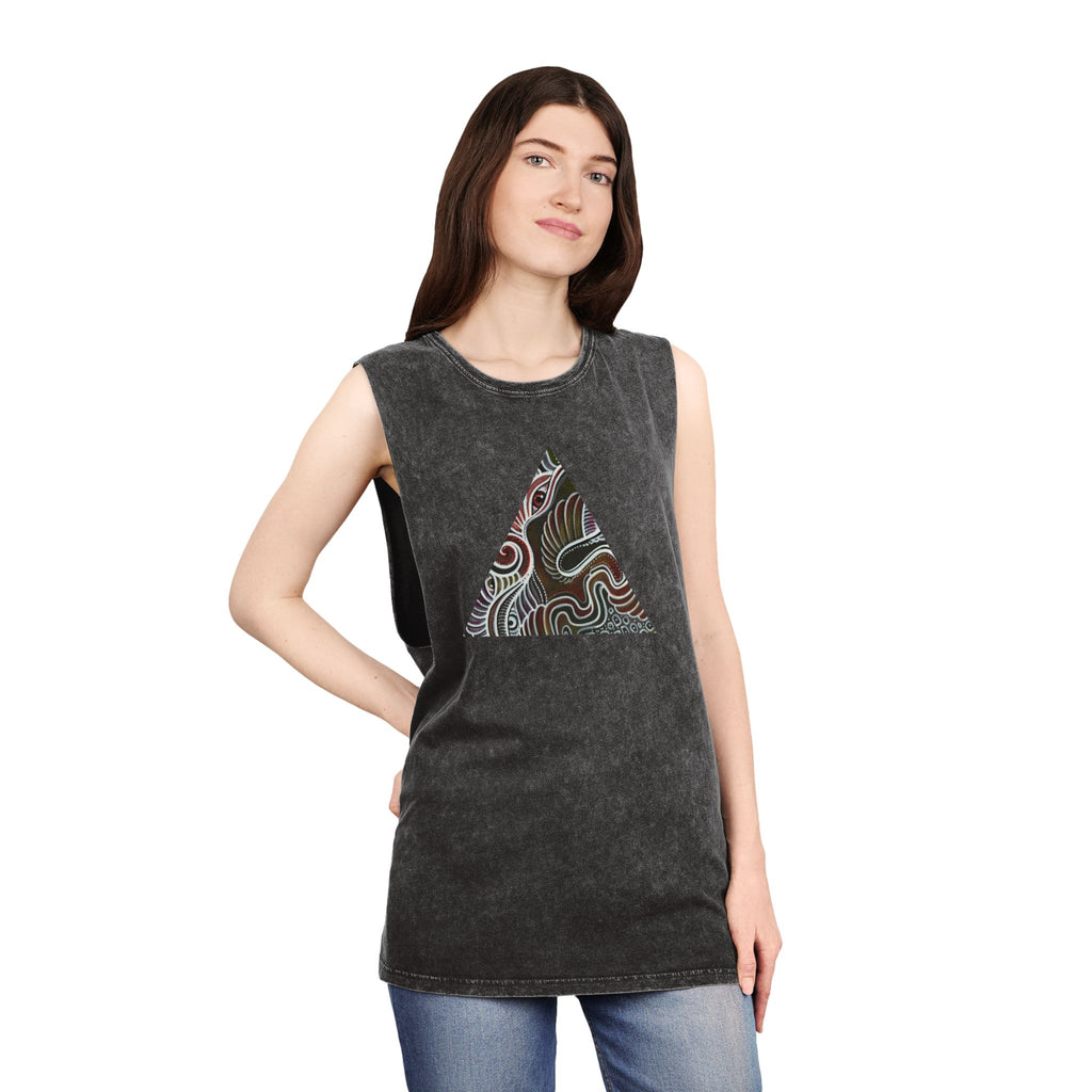 Stonewash Tank Top — Colorful Swirl Triangle Graphic #ew1177