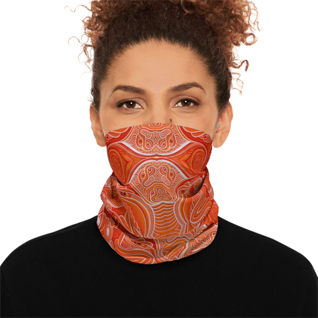 Winter Neck Gaiter — Orange Retro Wave Thermal Face Mask with Drawstring #hn984319