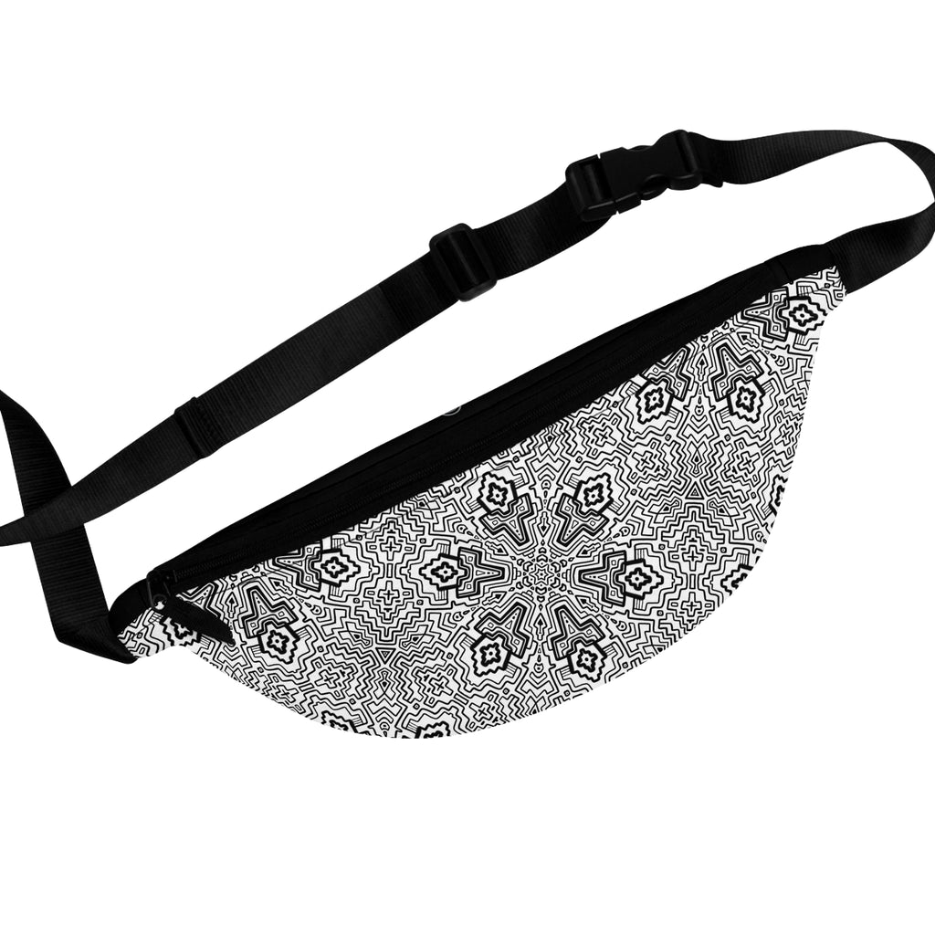 Mandala Mosaic Fanny Pack – Black & White Geometric Waist Bag #mb98754