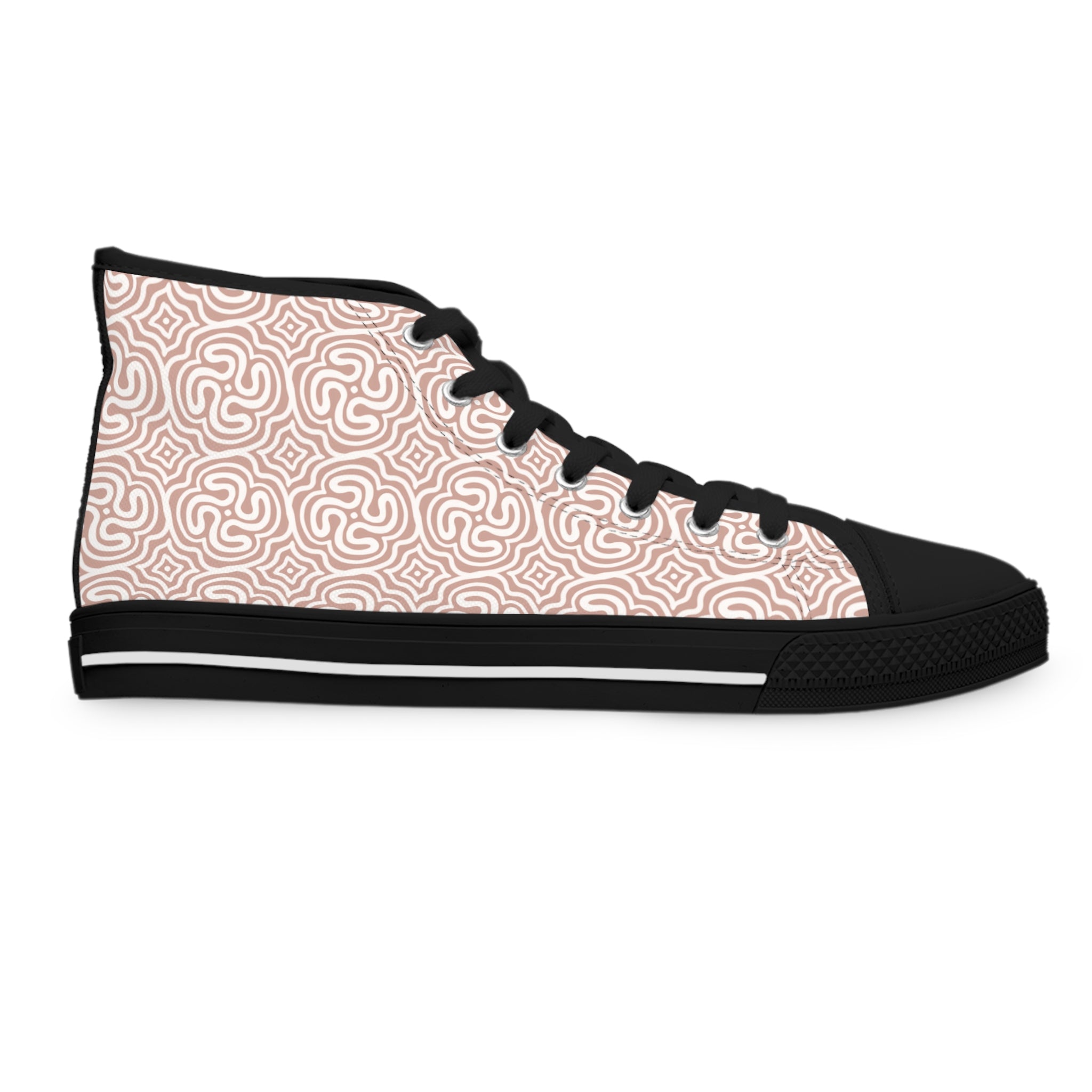 Women's High Top Sneakers - Rose Maze Pattern Casual Canvas Shoes #h875688