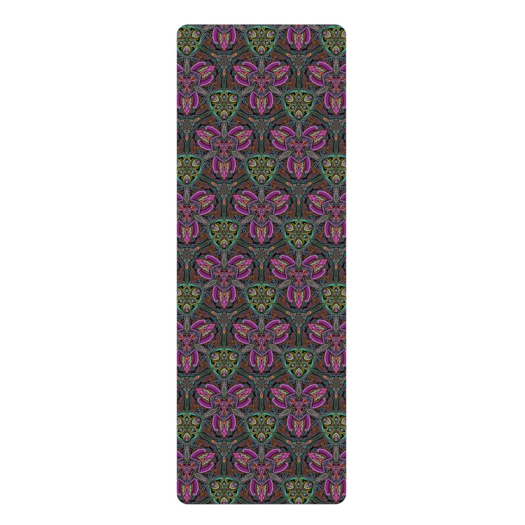 Floral Mandala Rubber Yoga Mat — Non-Slip Purple Green Patterned Mat #frg22567