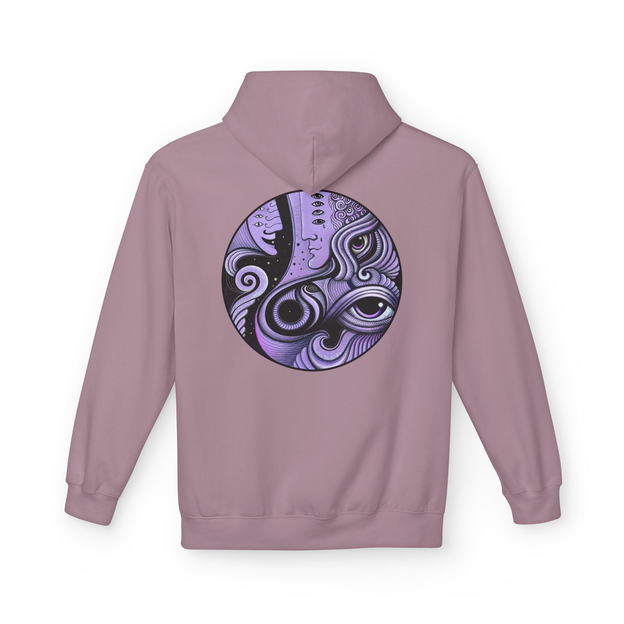 Purple Psychedelic Guitar Art Hoodie | Keyhole Front, Circular Back Design