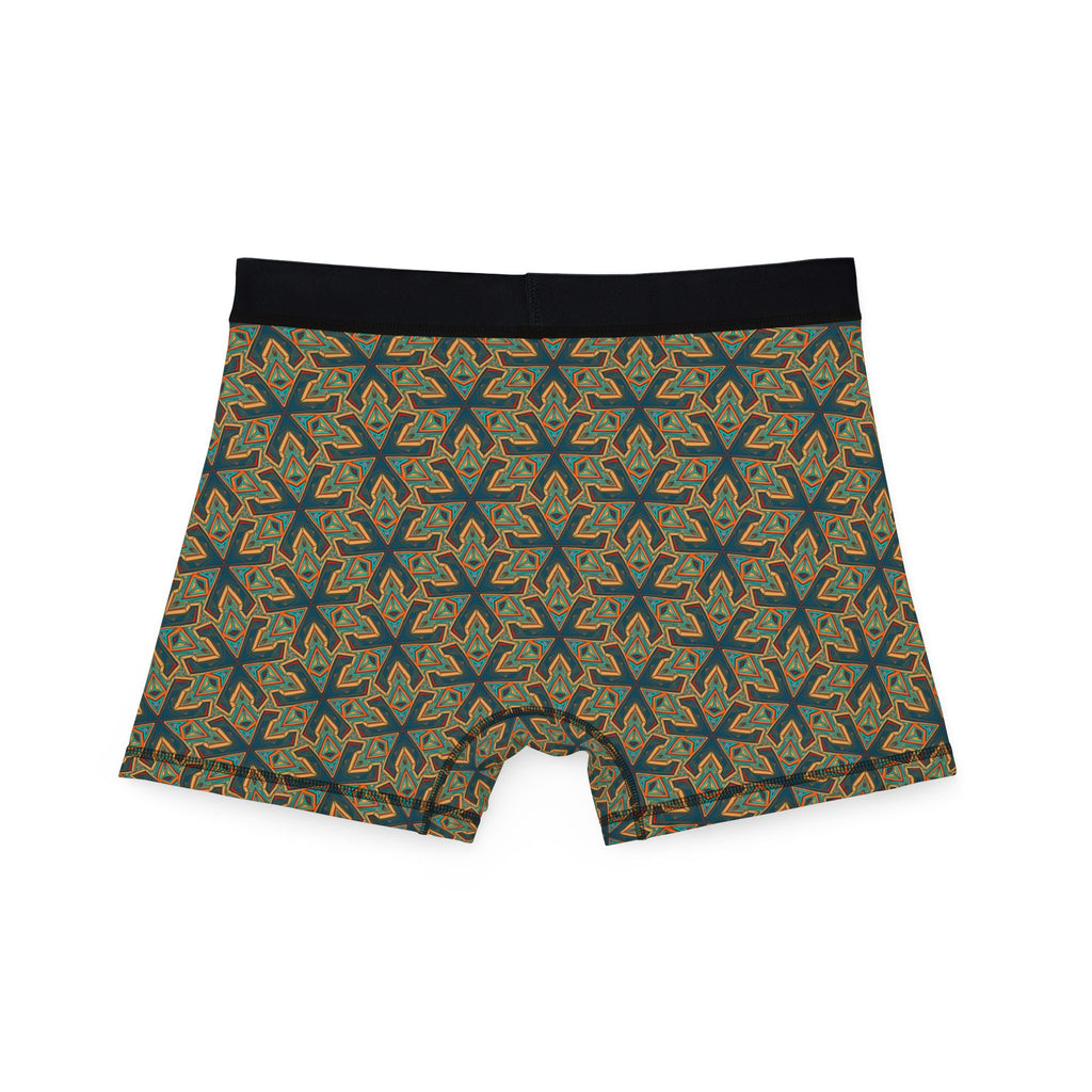 Geometric Olive Pattern Men's Boxer Briefs — All-Over Print Comfort