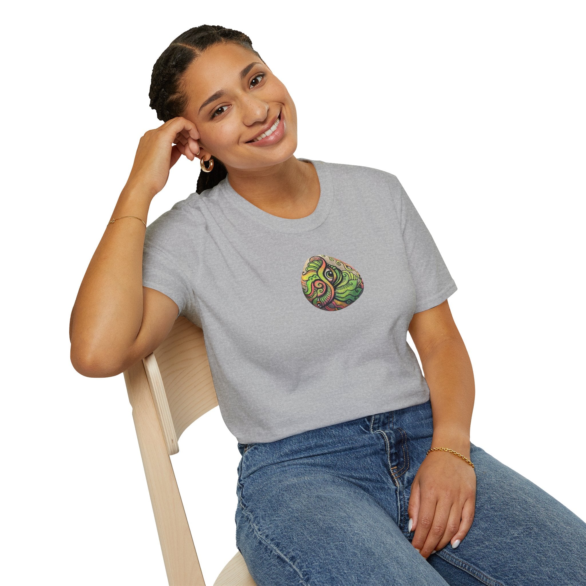 Psychedelic Green Mandala T-Shirt — Abstract Tribal Circle Art Tee #h84210