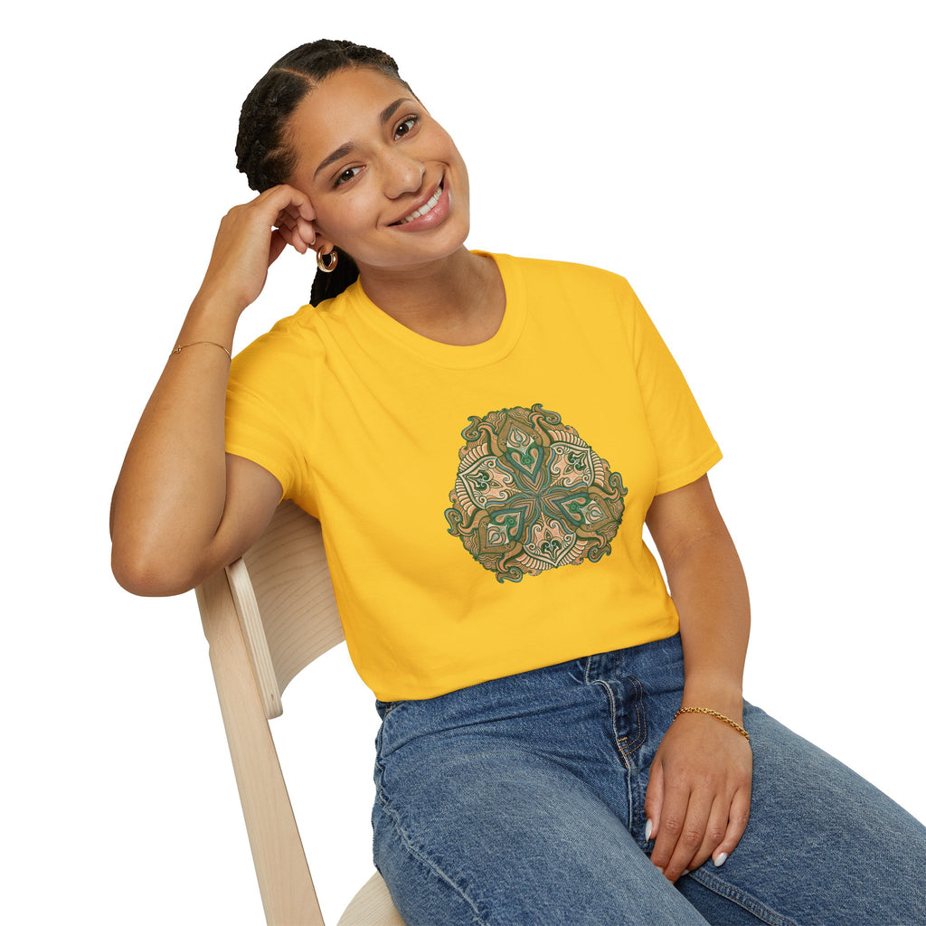 Green Celtic Knot Mandala T-Shirt | Floral Shamrock Pattern