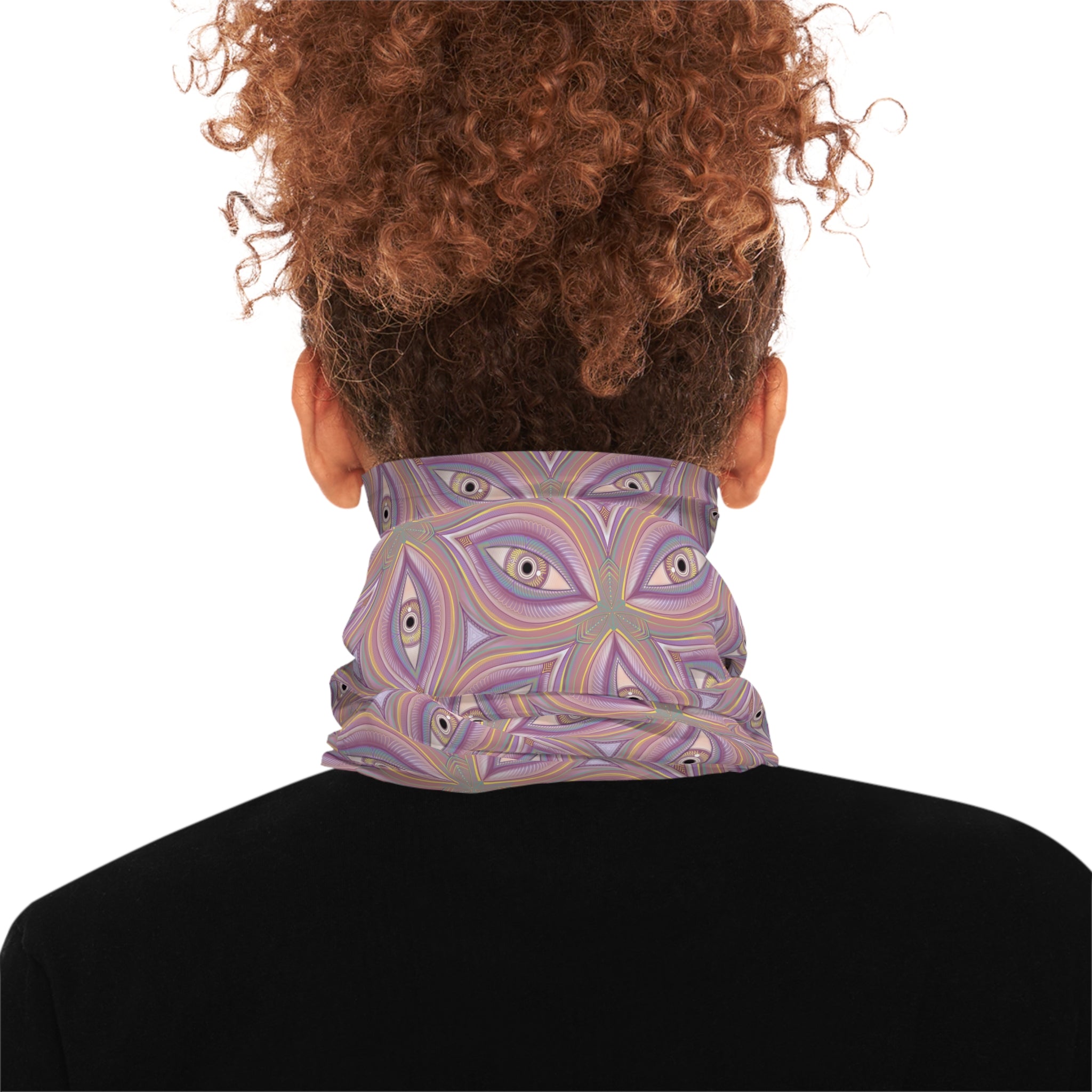 Neck Gaiter — Retro Floral Geometric Pattern in Lavender & Peach