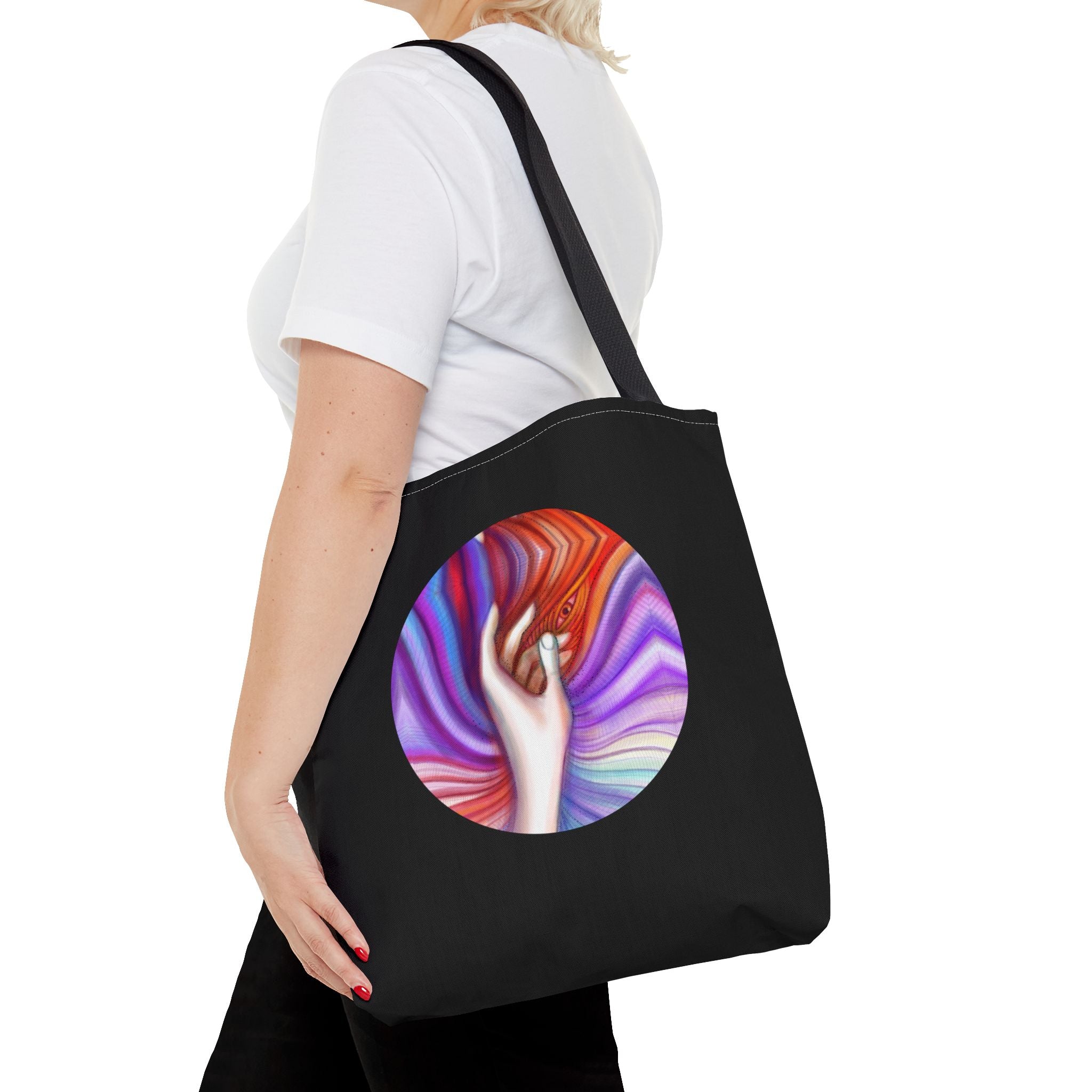 Mystic Wave Tote Bag — Colorful Hand & Psychedelic Swirl Art #sf146873