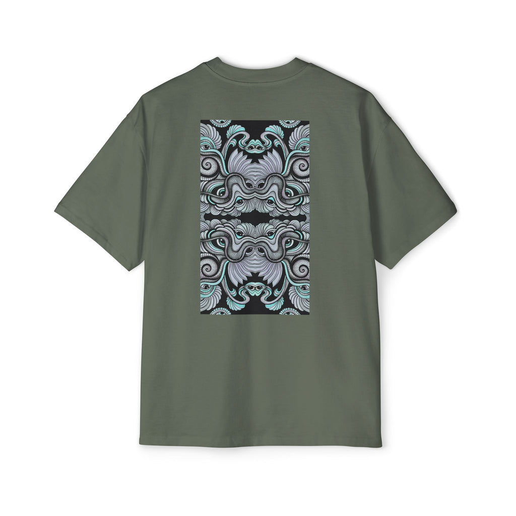 Men's Oversized Tee — Geometric Wave Pattern Diamond & Back Panel Graphic #gwp21