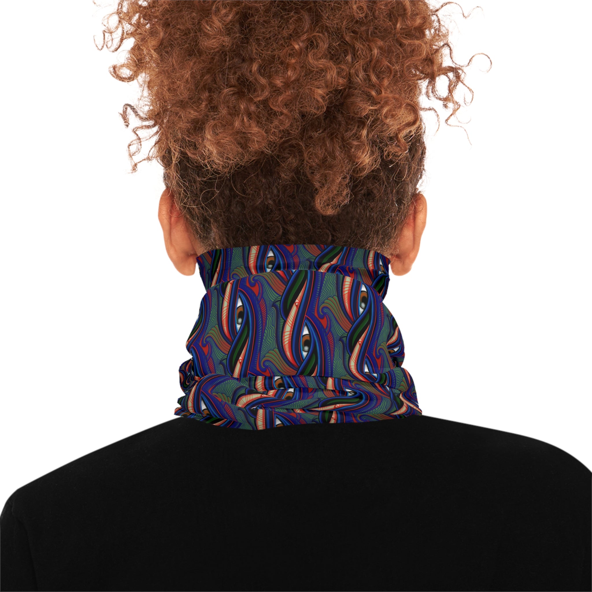 Psychedelic Wave Pattern Midweight Neck Gaiter — Retro Rainbow Paisley Face Covering