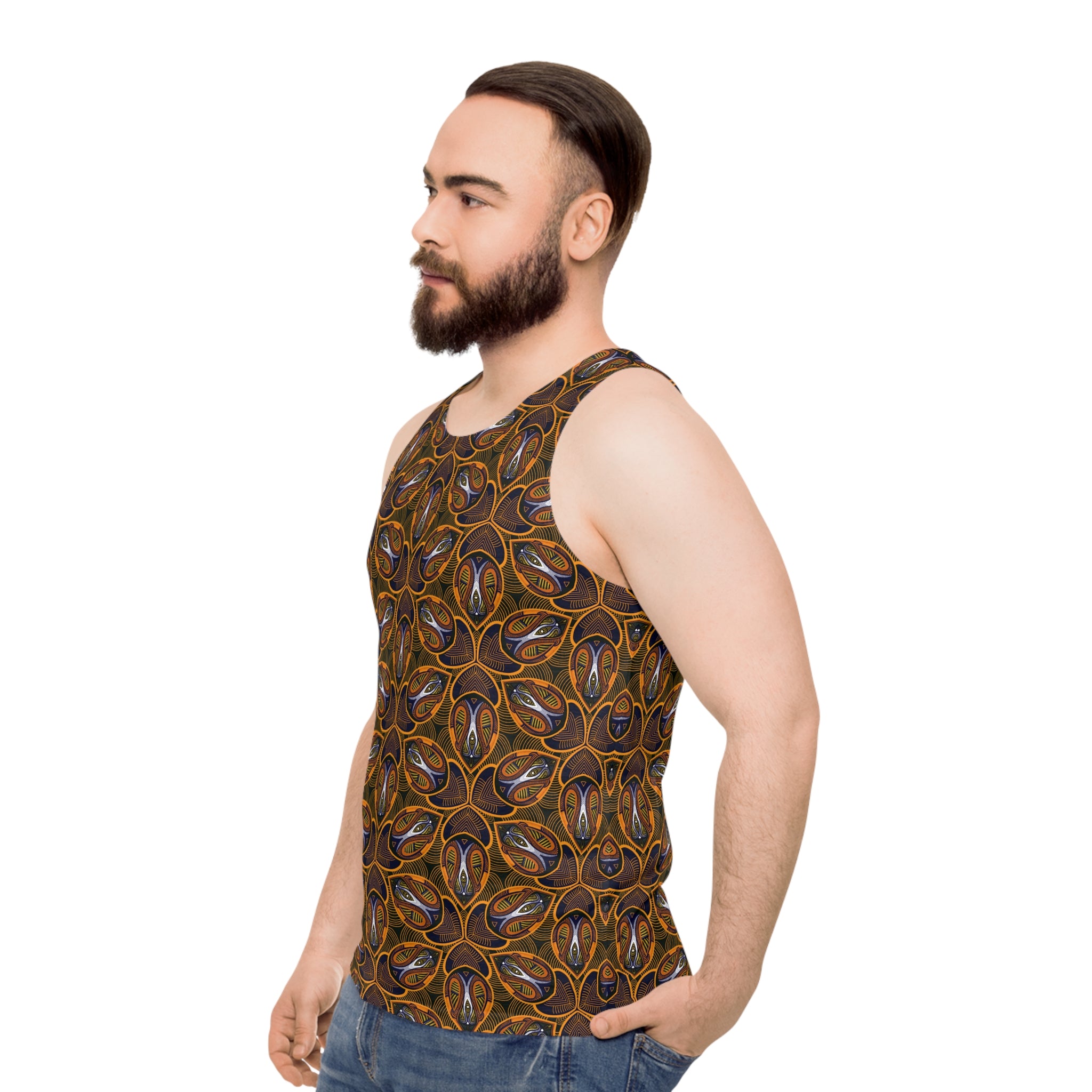 Bohemian Kaleidoscope All-Over-Print Tank Top — Earthy Floral Geometric Pattern #gd0087554