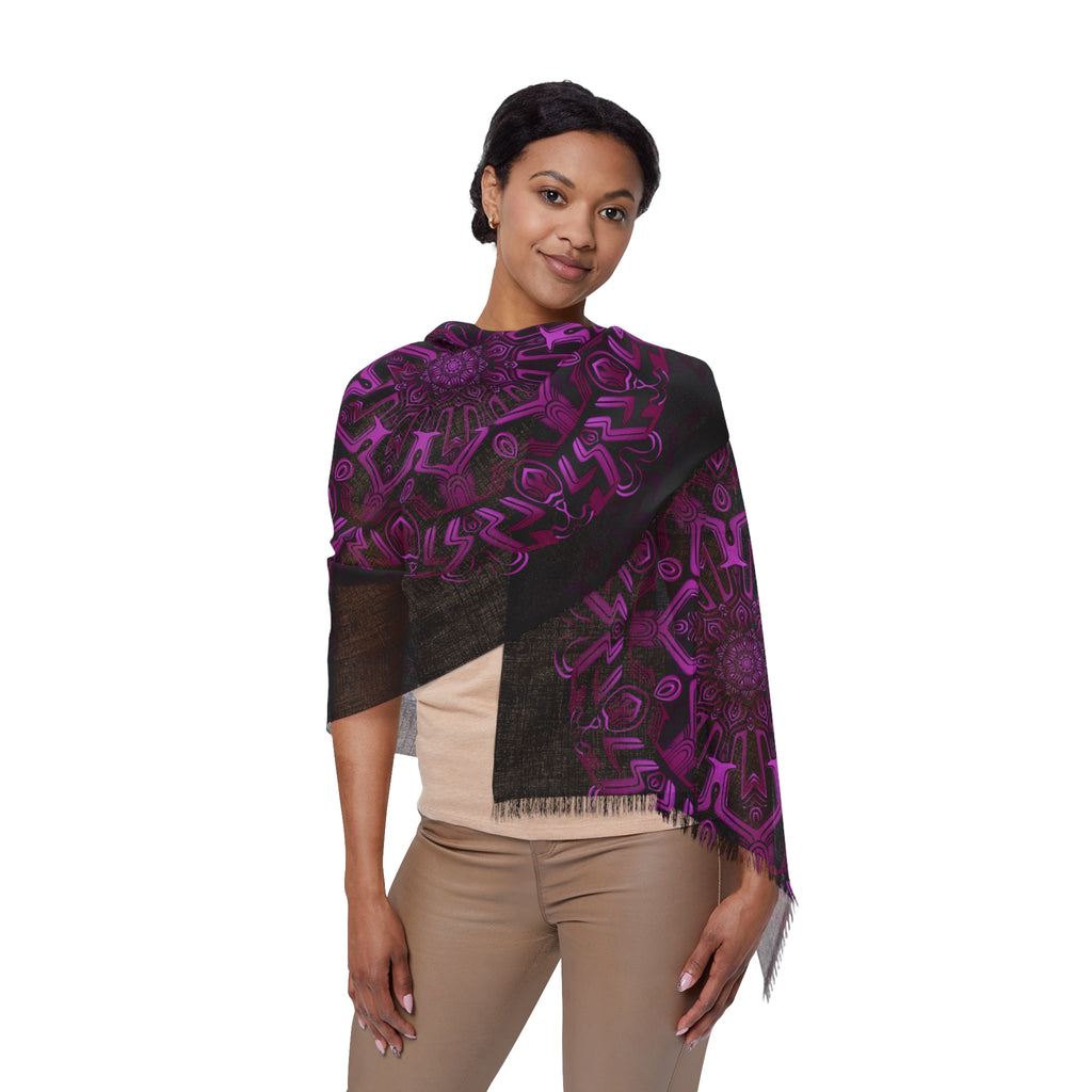 Purple Mandala Light Scarf – Boho Decorative Fringe Scarf #i66280