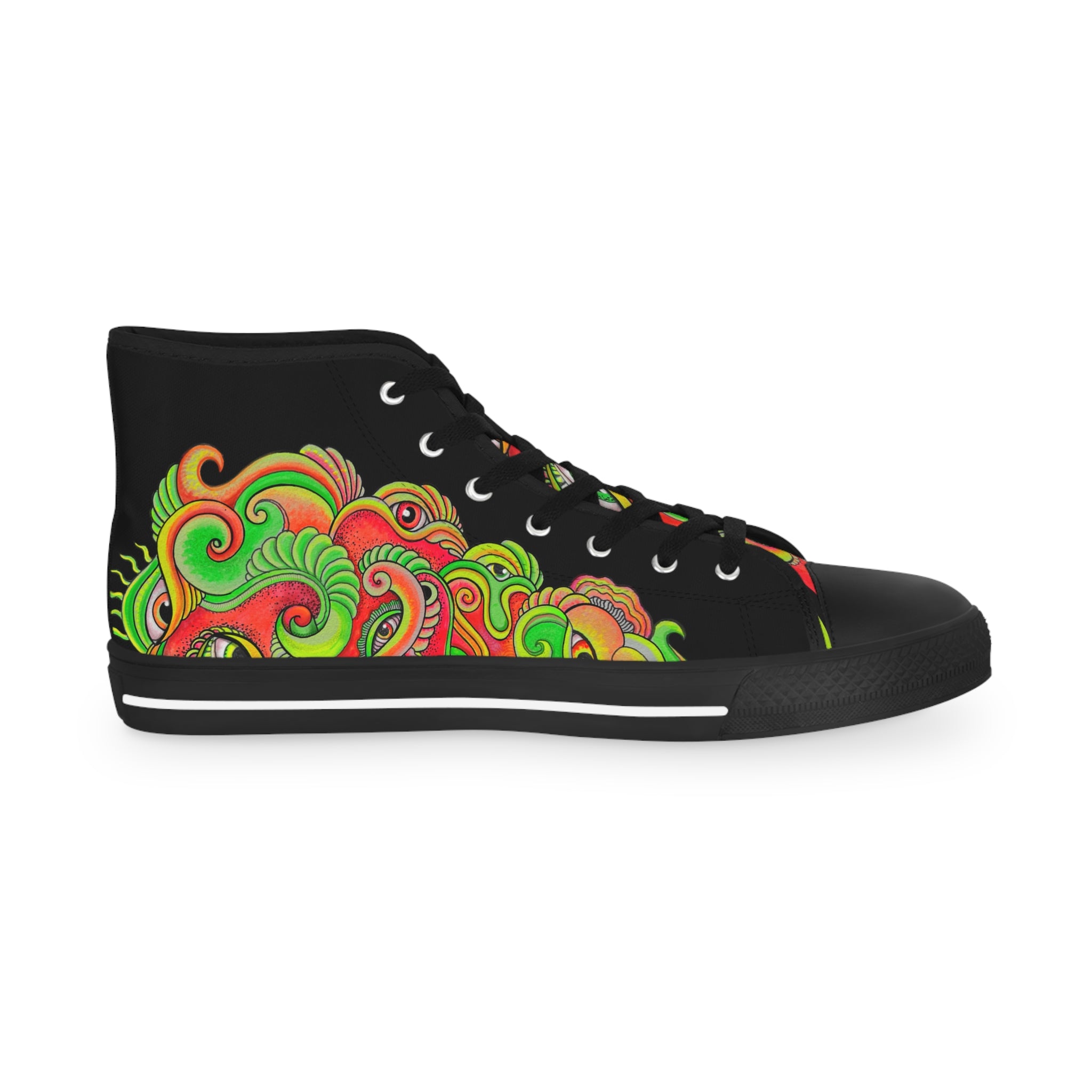 High Top Sneakers — Neon Psychedelic Wave Pattern #r76549976