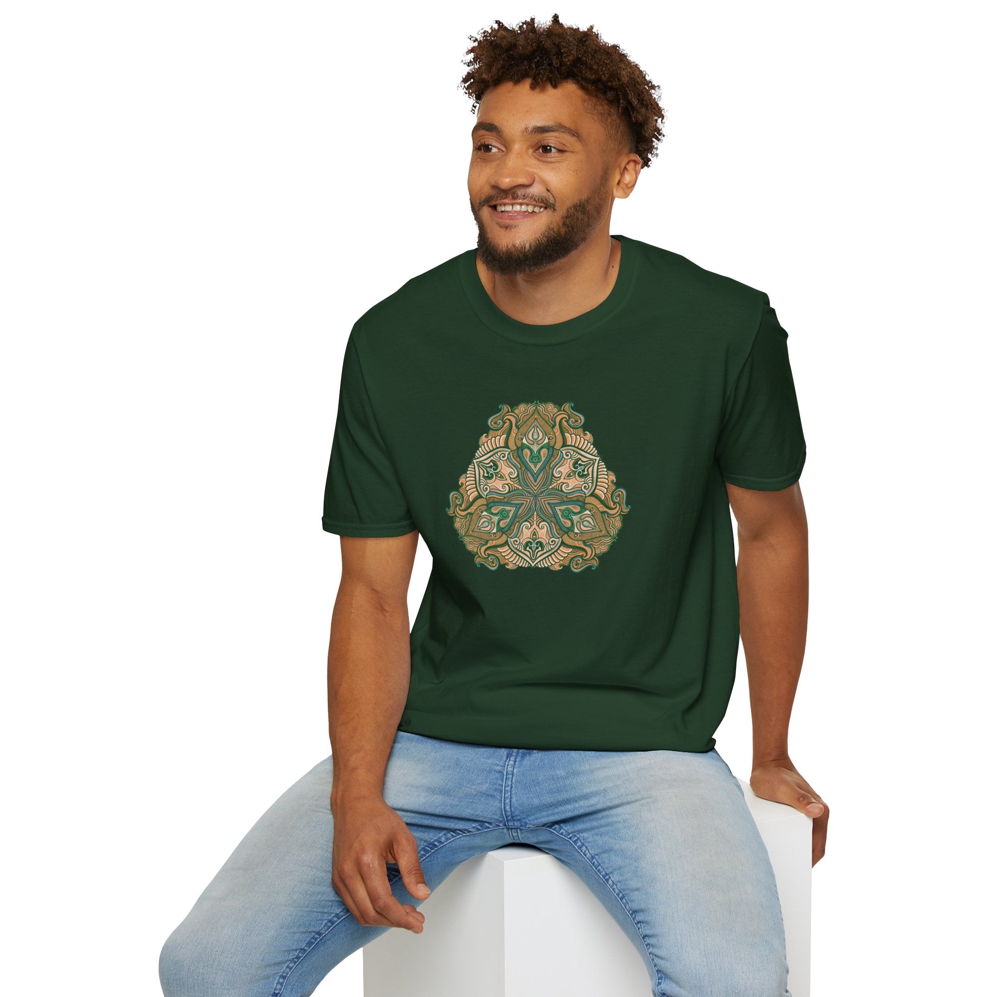 Green Celtic Knot Mandala T-Shirt | Floral Shamrock Pattern