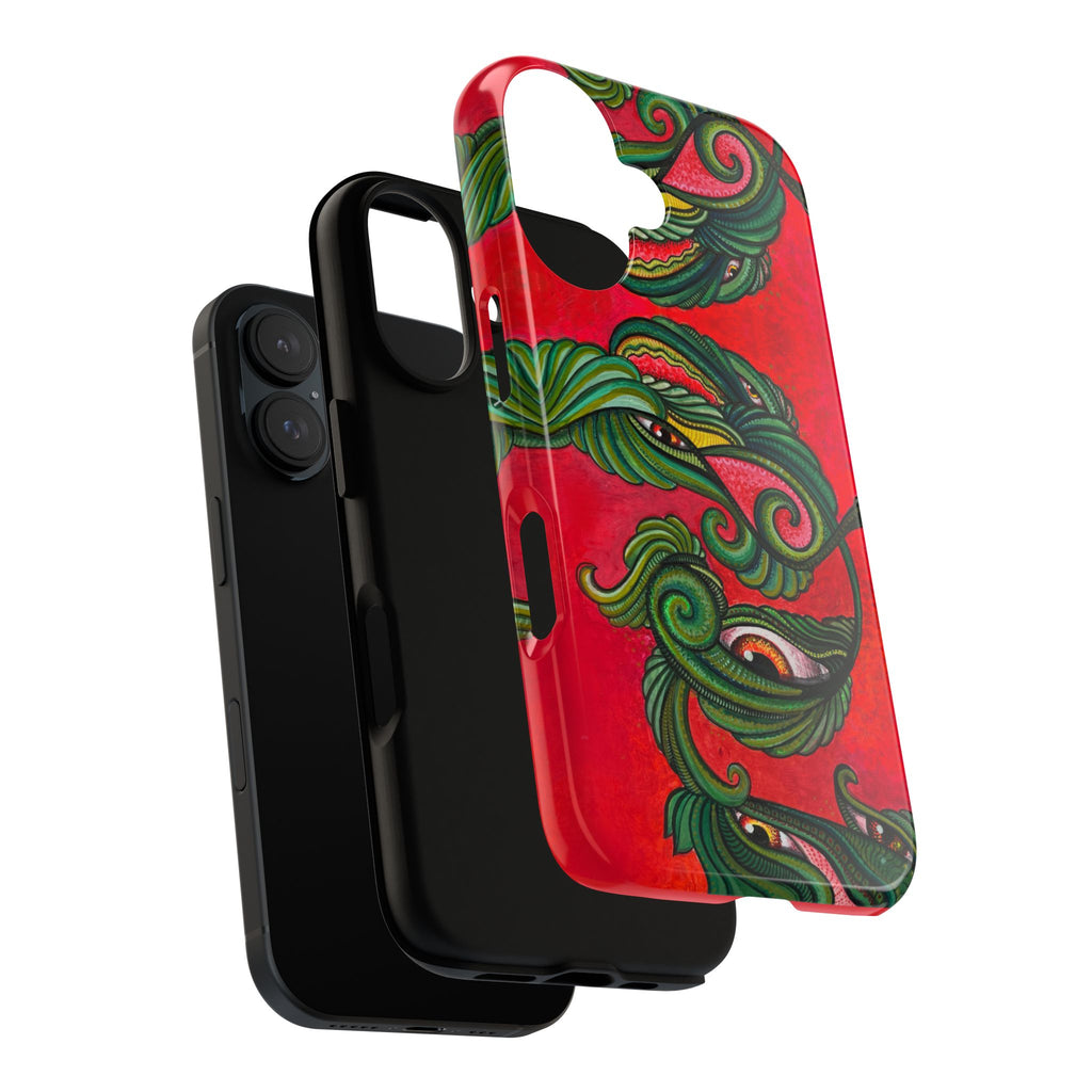 Floral Vine Red Tough Phone Case — Protective Botanical iPhone Cover #t992213