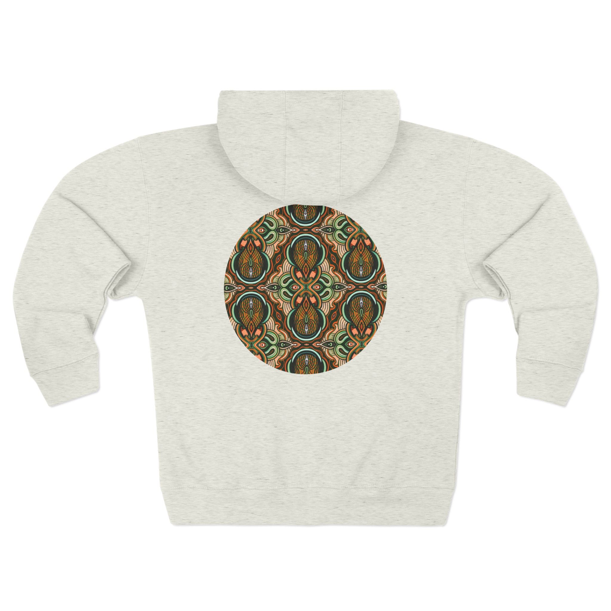 Geometric Tribal Pattern Zip Hoodie — Earthy Mandala Triangle & Circle Design #zh137