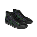 Women's High-Top Sneakers — Black & Green Floral Kaleidoscope Pattern #gd864