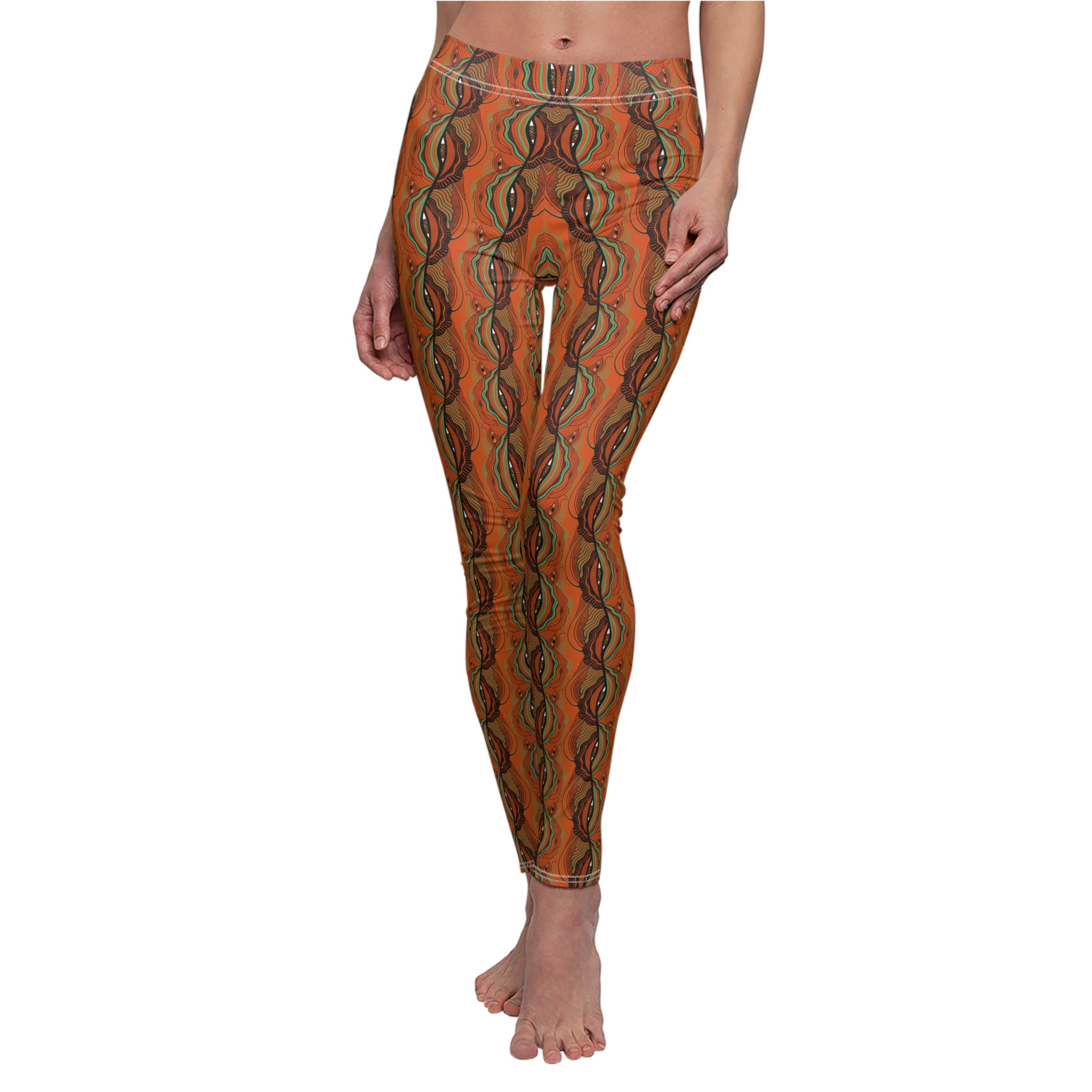 Autumnal Swirl Women's Leggings — Earthy Orange Patterned Yoga & Casual Wear #l8