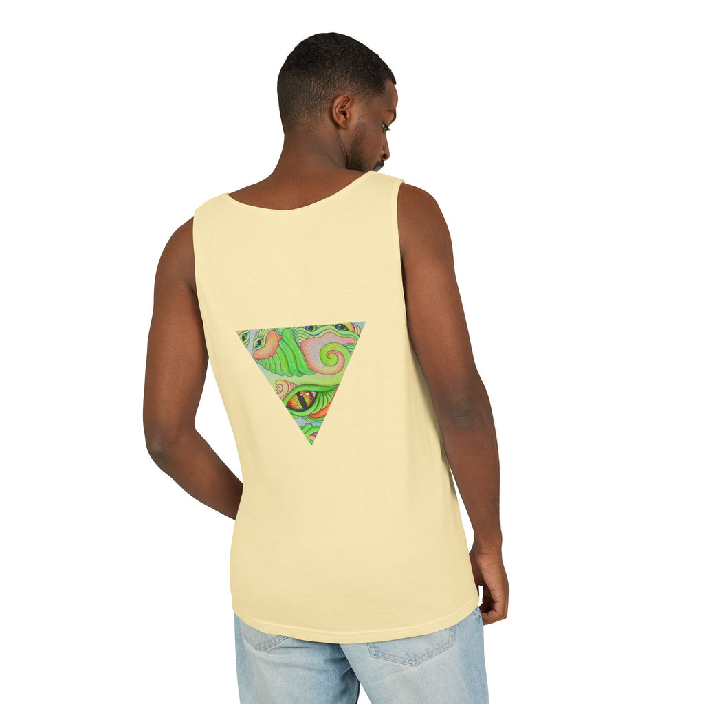 Psychedelic Triangle Tank Top — Green Swirl Eye Graphic #hg772225566