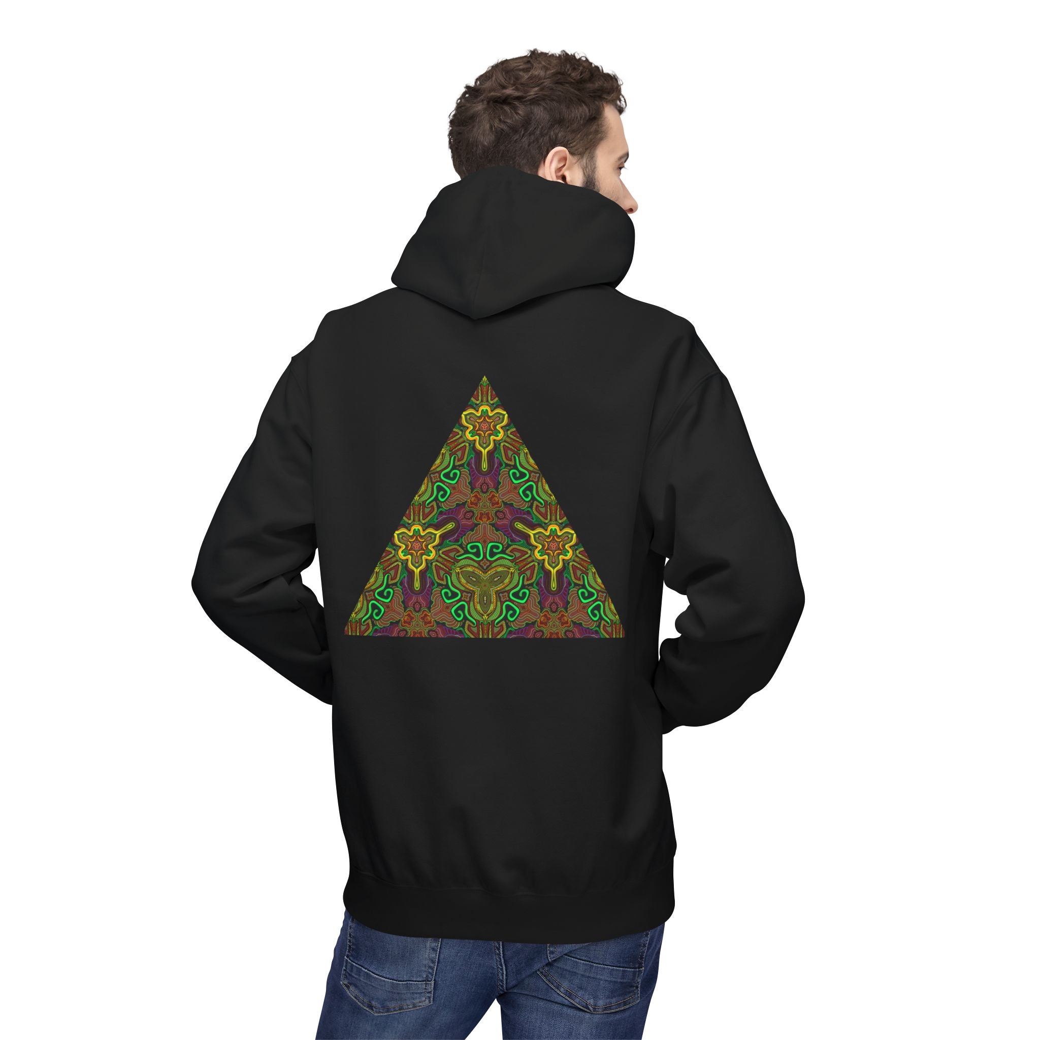 Tribal Kaleidoscope Symbol Hoodie | Geometric Triangle Back Print