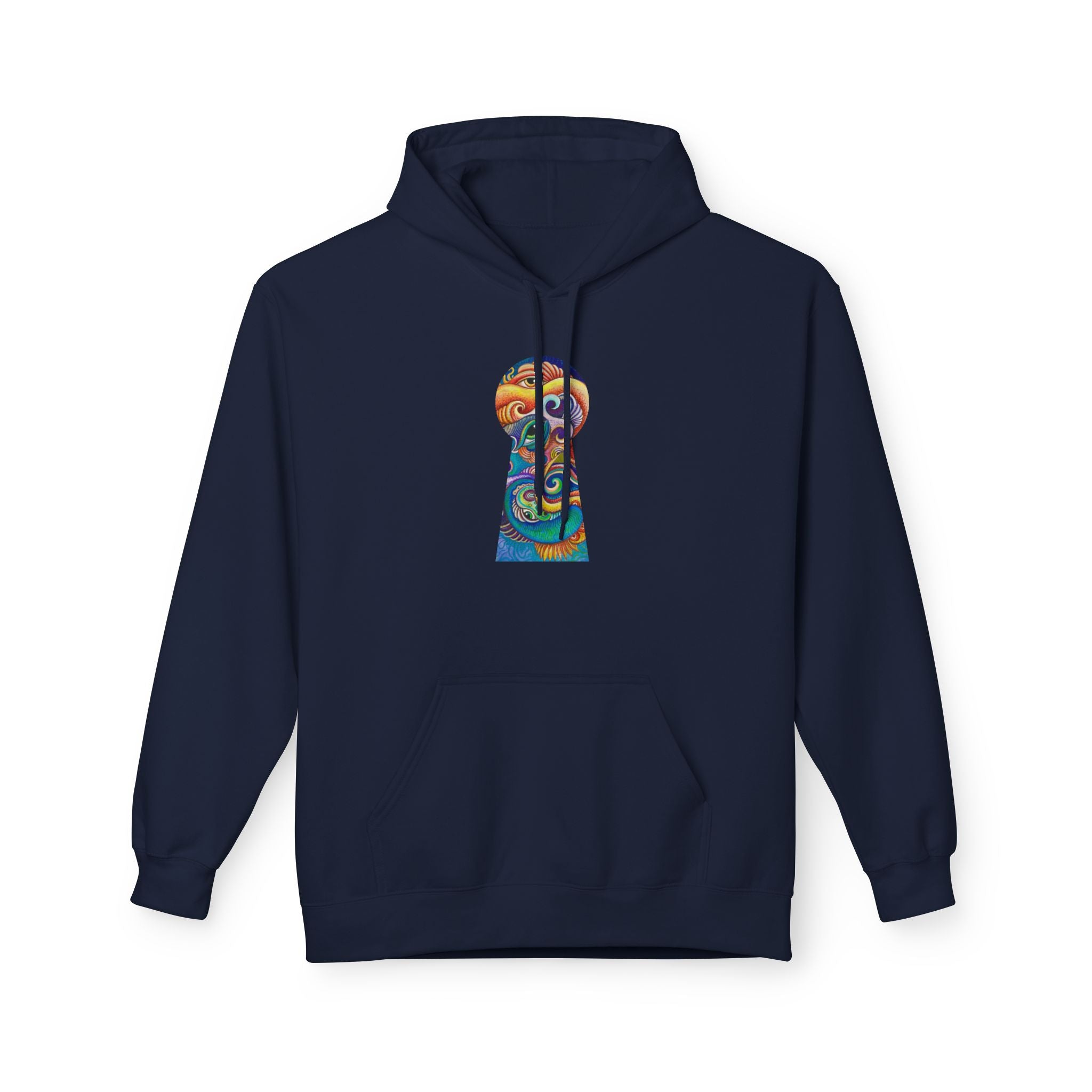 Abstract Psychedelic Face Hoodie | Colorful Surreal Keyhole Art