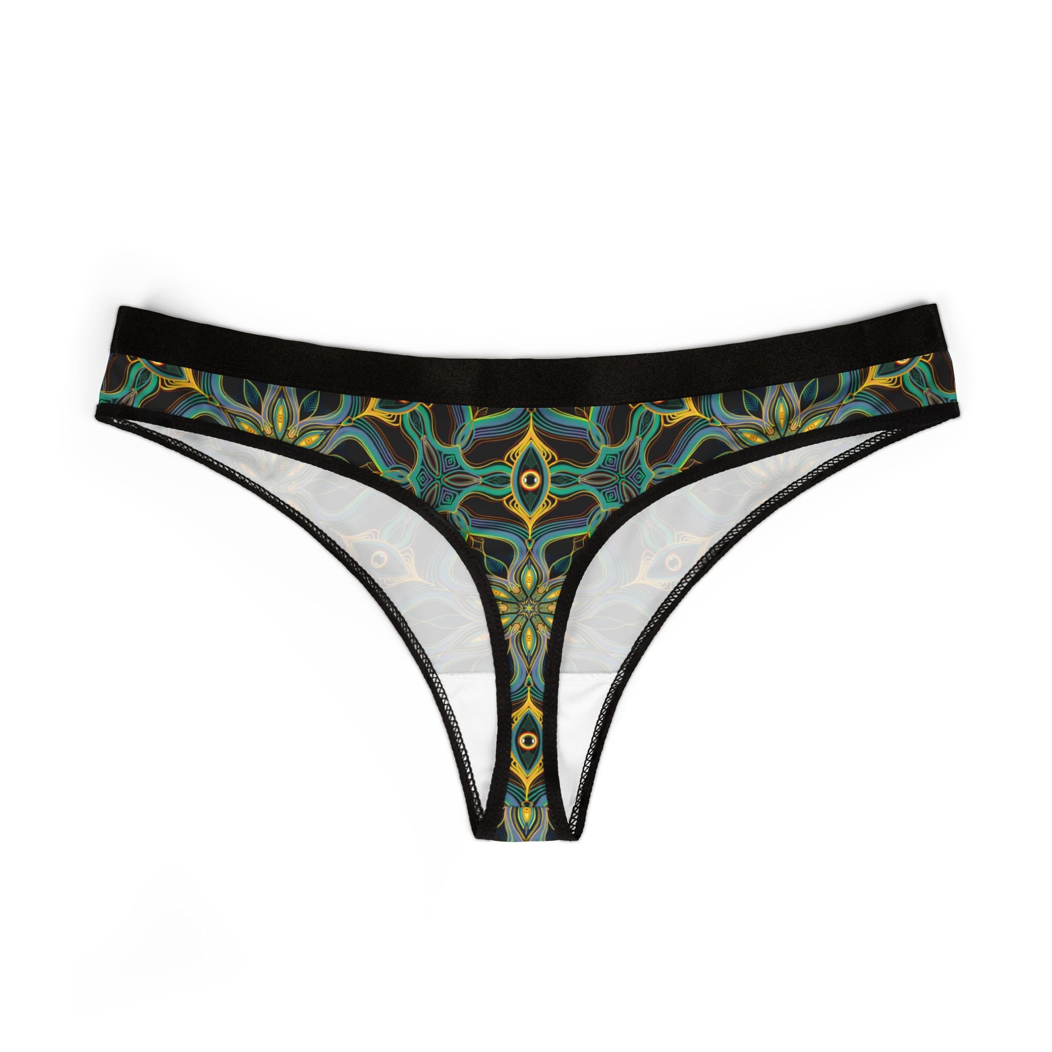 Kaleidoscope Floral Thong — Women's Patterned Bikini Underwear #gf98644