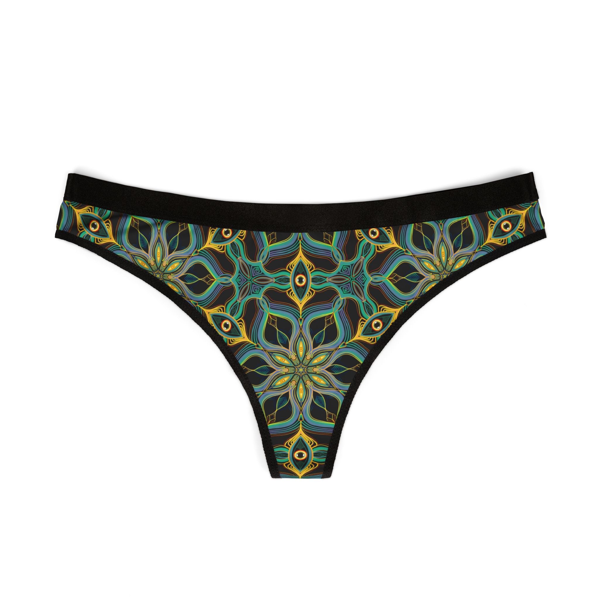 Kaleidoscope Floral Thong — Women's Patterned Bikini Underwear #gf98644