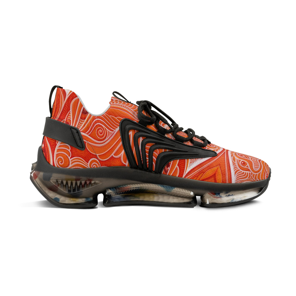 Men's Orange Swirl Mesh Sneakers – Lightweight Athletic Shoes #h974689