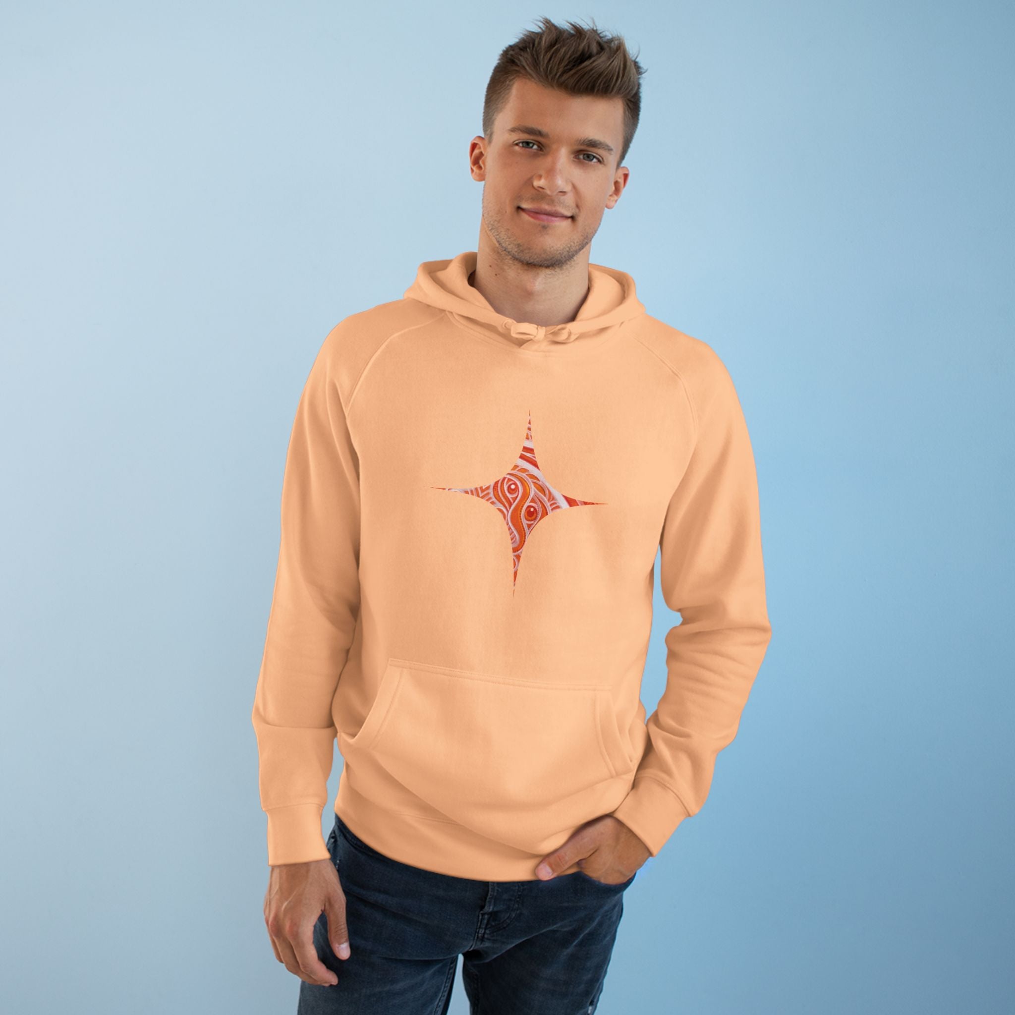 Keyhole & Diamond Pattern Hoodie — Abstract Red Paisley Graphic #yh099879