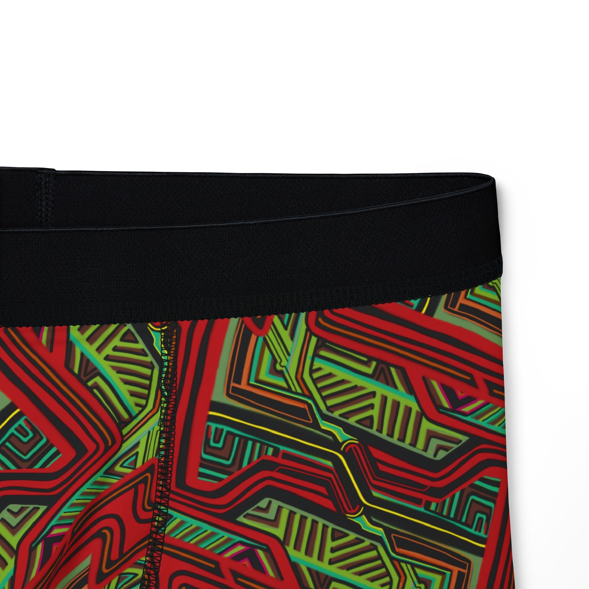 Geometric Red & Green Pattern Boxer Briefs — Men’s Festive Holiday Underwear #b123
