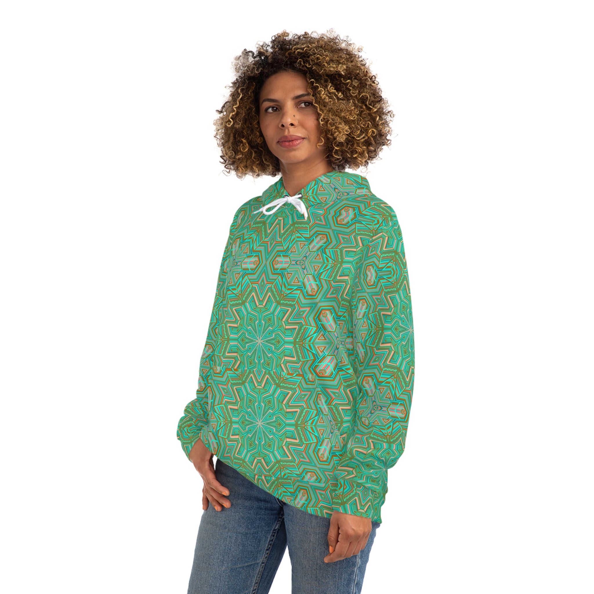 Green Mandala All-Over Print Hoodie — Boho Kaleidoscope Streetwear #h9757