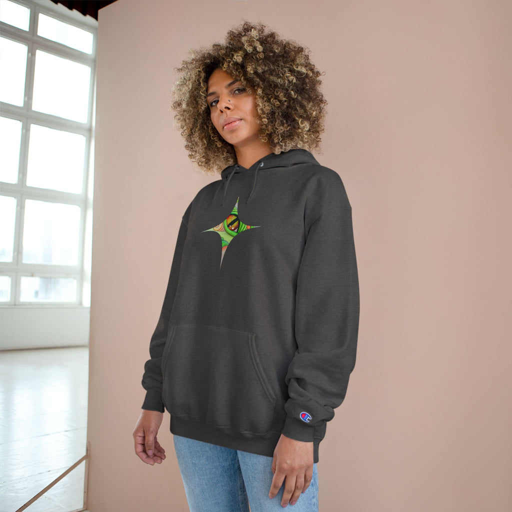 Hoodie — Psychedelic Green Eye Triangle Champion Hoodie #g86478