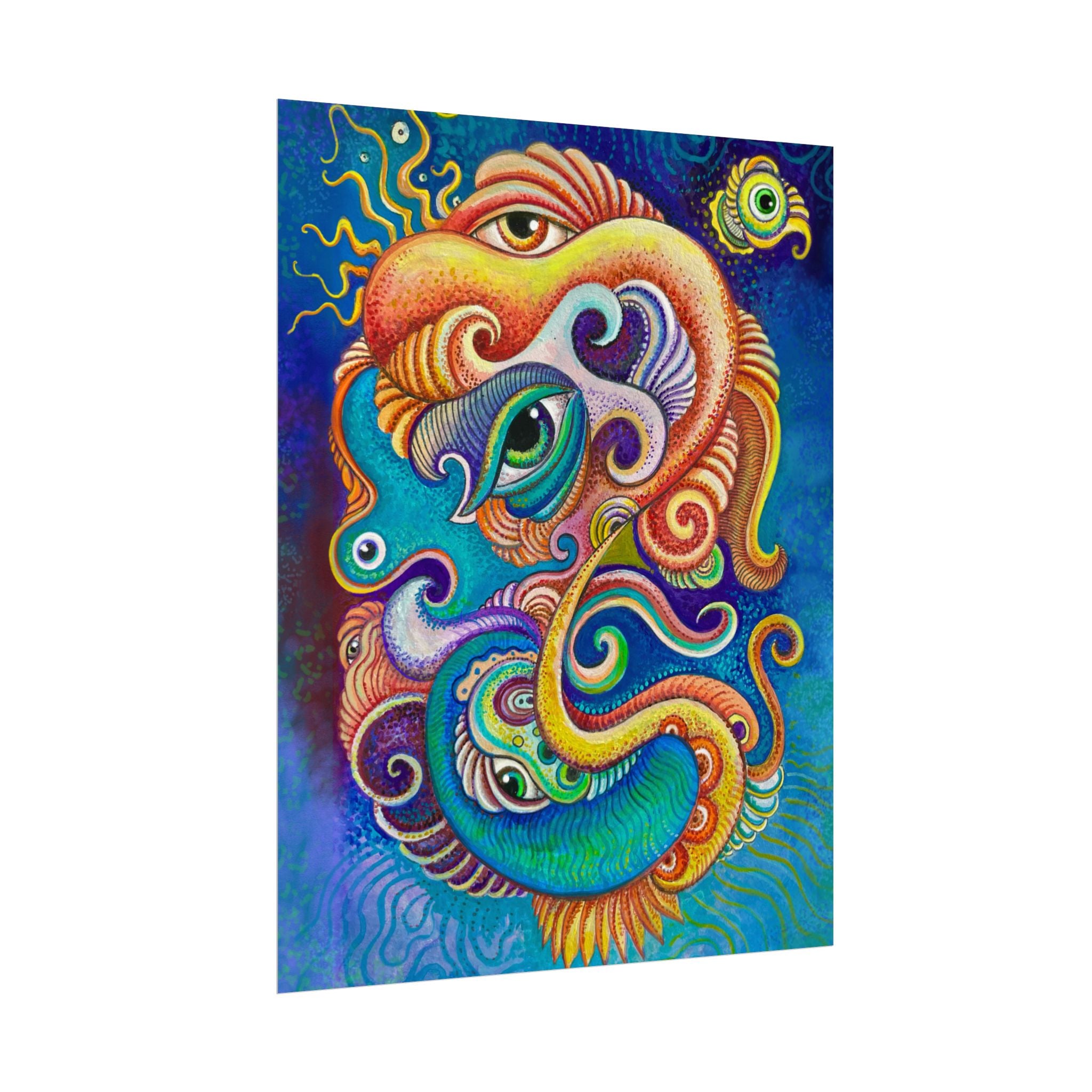 Abstract Psychedelic Watercolor Poster — Textured Matte Art Print #wp2