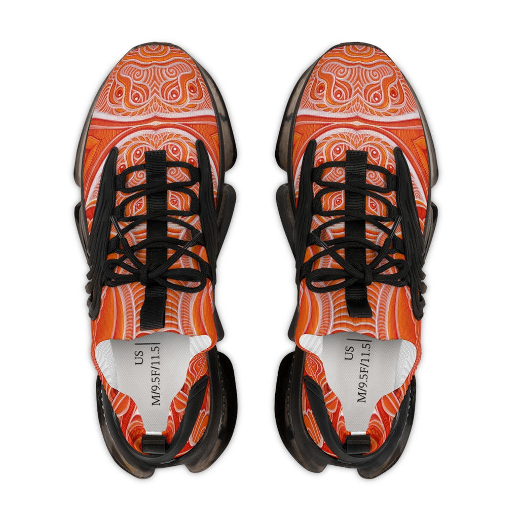 Men's Orange Swirl Mesh Sneakers – Lightweight Athletic Shoes #h974689
