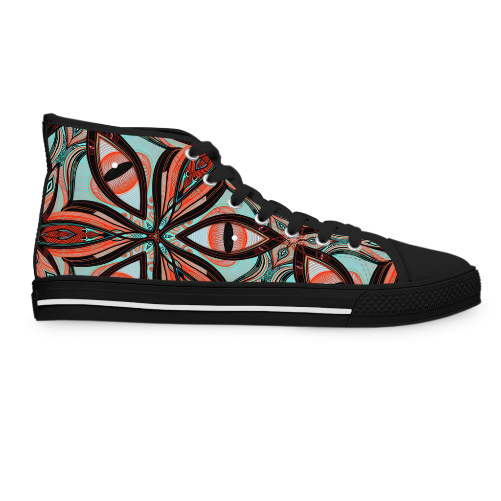 Women's High Top Sneakers — Boho Kaleidoscope Floral Pattern #ht8630